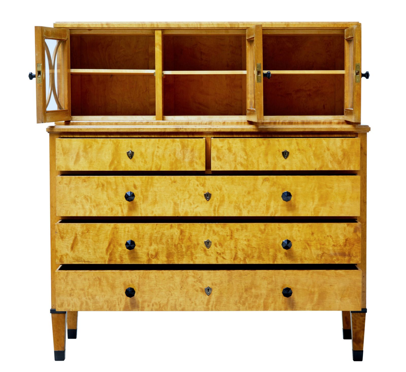 Late 19th Century Swedish Birch Art Nouveau Cabinet On Chest photo vintage