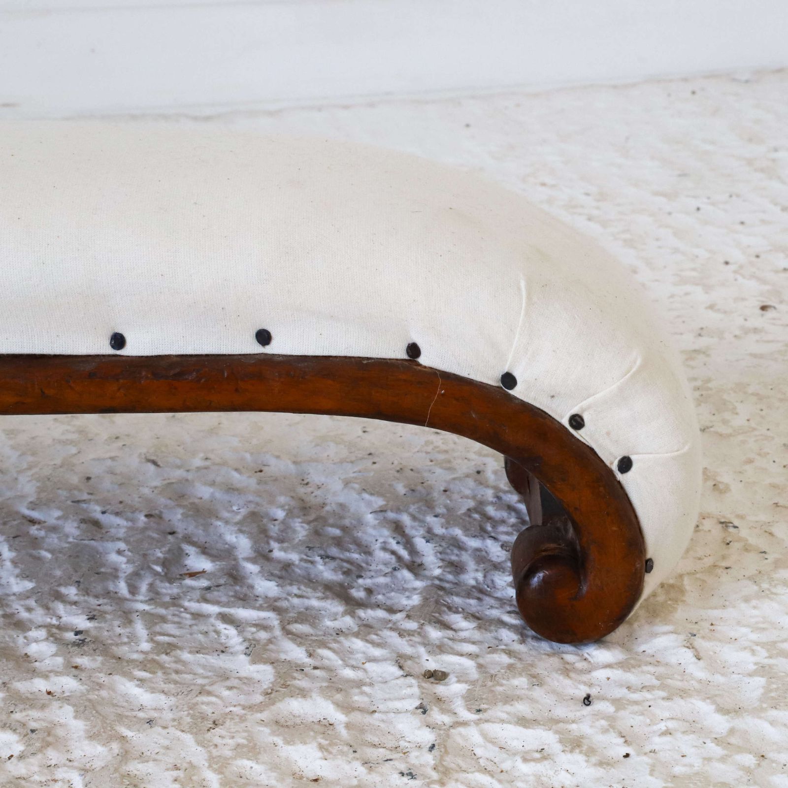 Early 20th Century French Art Deco Long Footstool photo vintage
