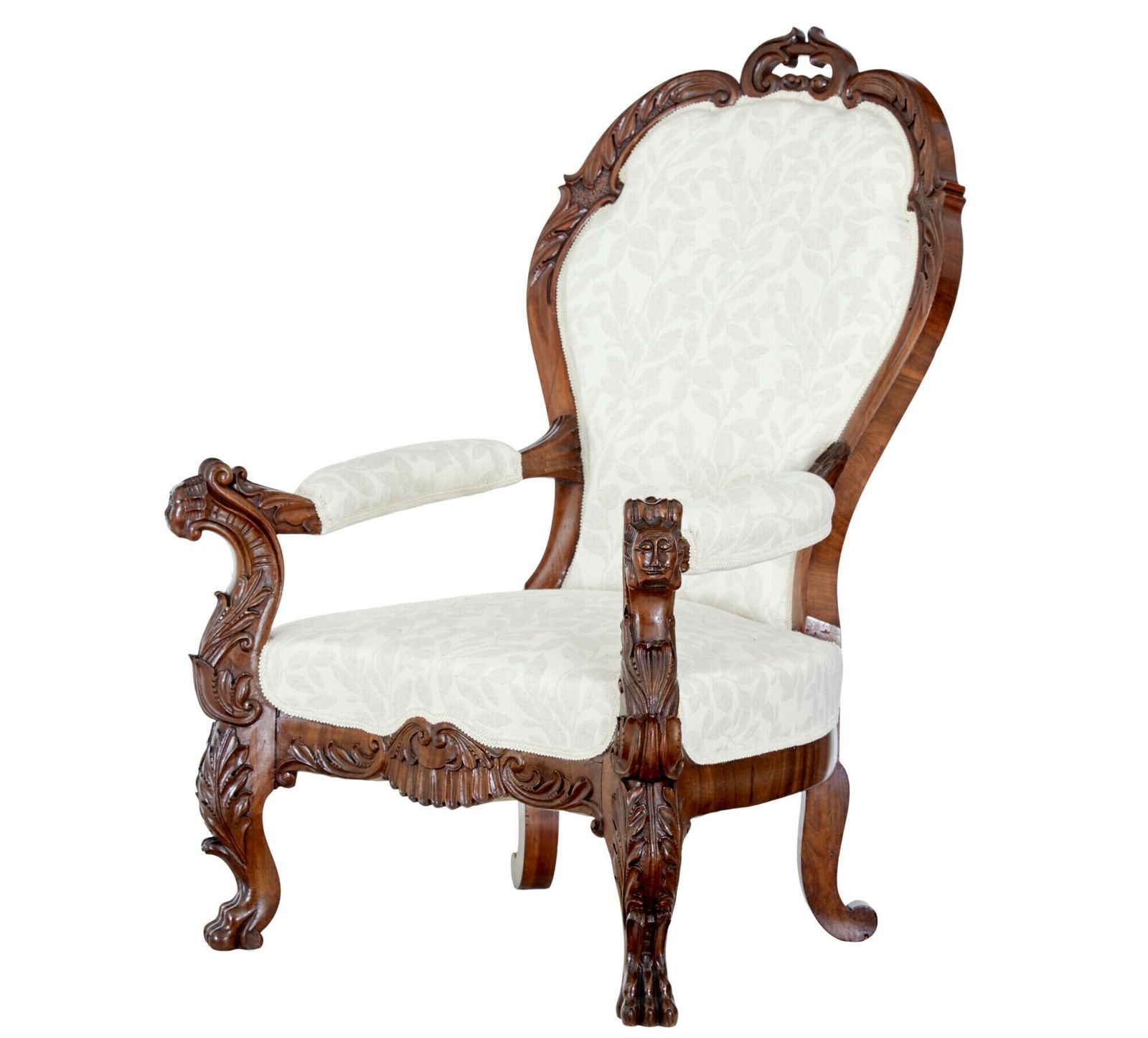 Mid 19th Century Carved Walnut Armchair