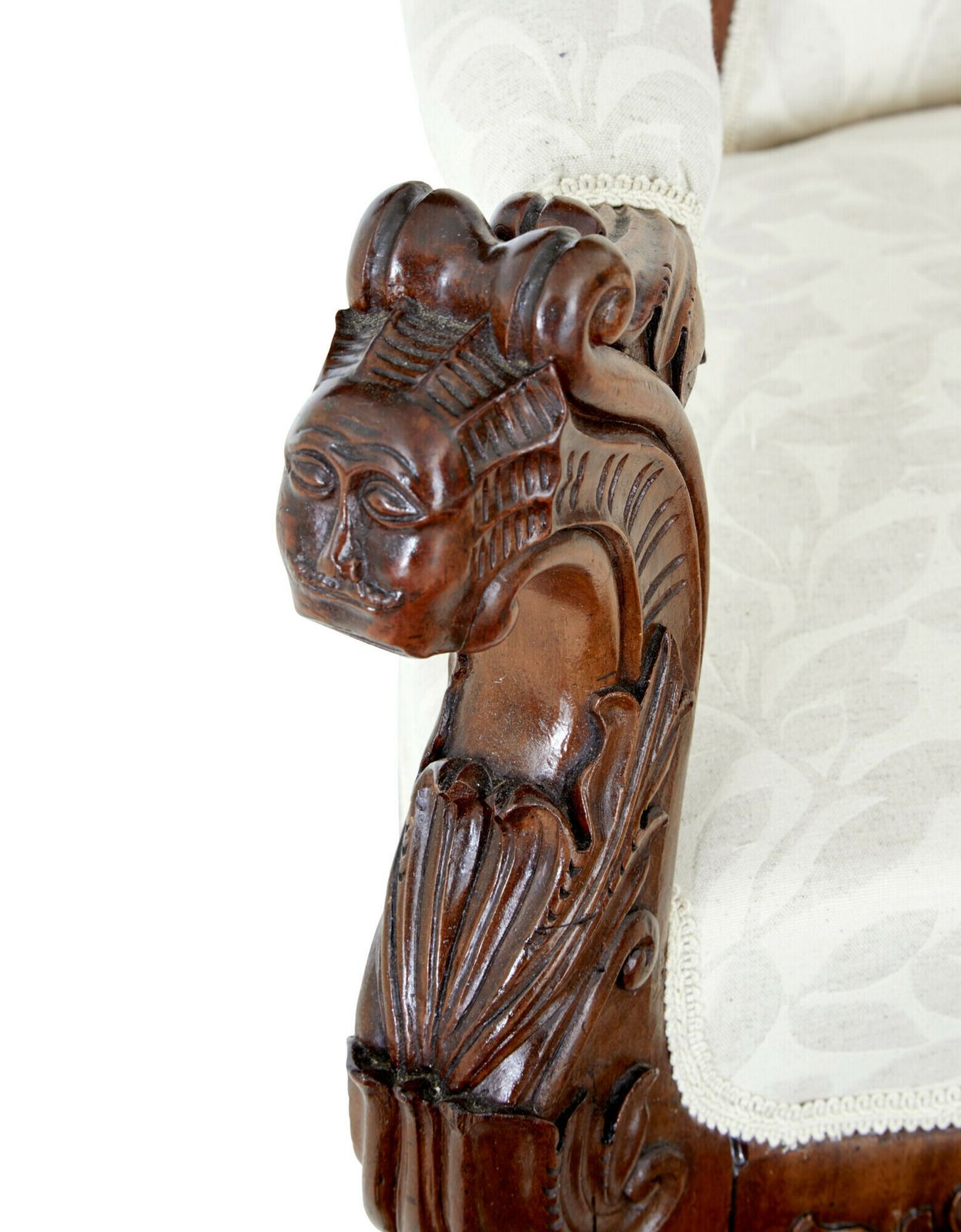 Mid 19th Century Carved Walnut Armchair photo vintage