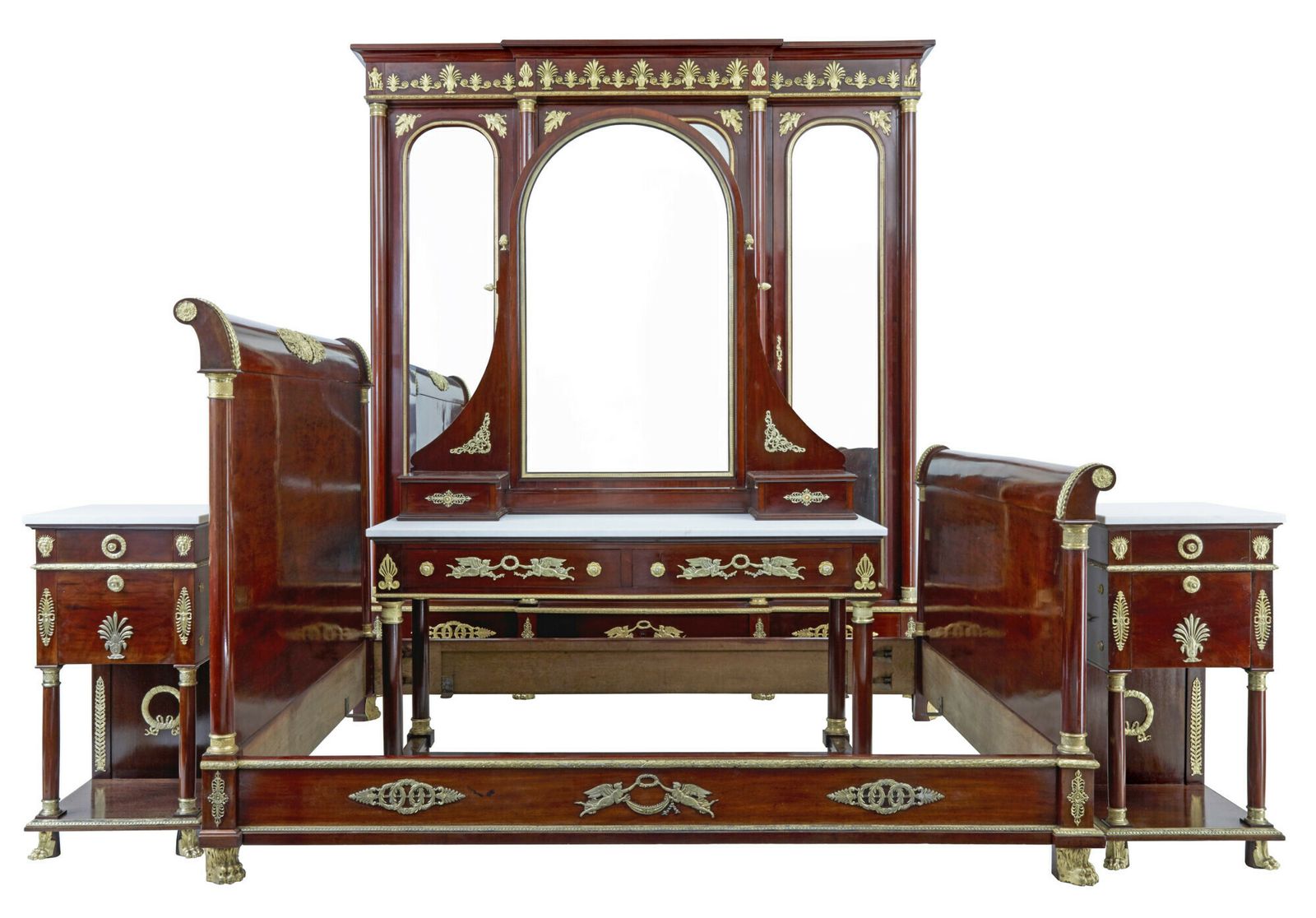 Impressive 19th Century French Empire Revival 5 Piece Bedroom Suite