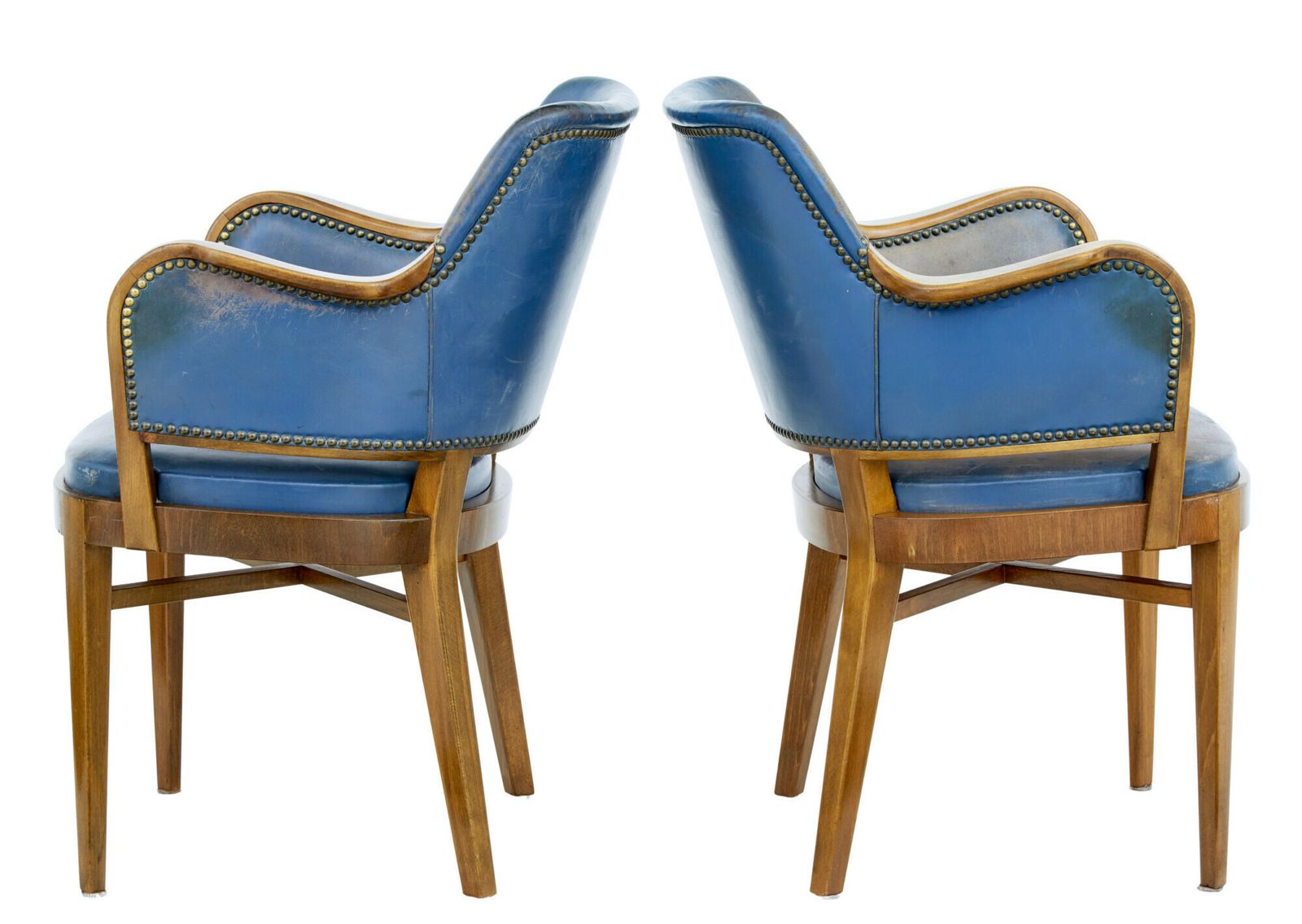 Pair Of Mid 20th Century Teak And Leather Armchairs photo vinterior