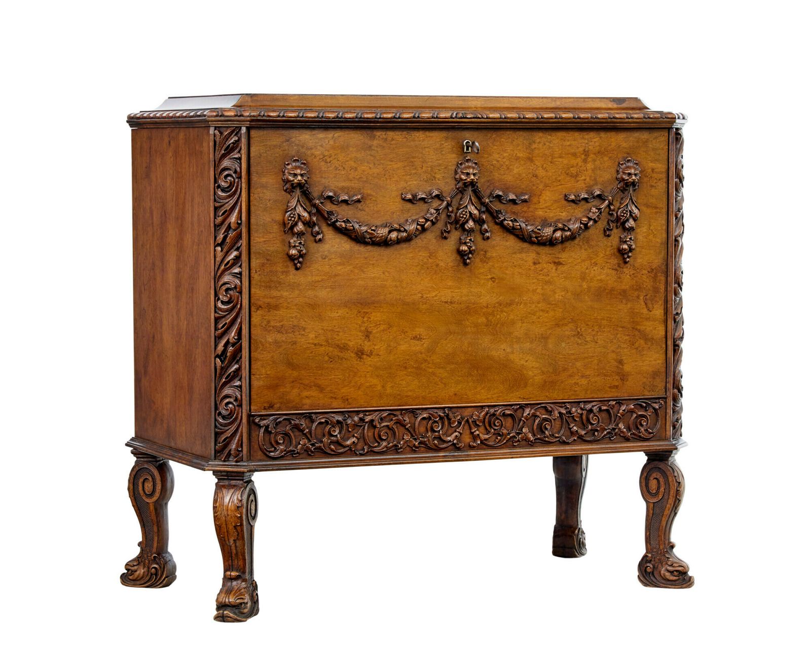 Mid 20th Century Rococo Revival Carved Walnut Chest Of Drawers