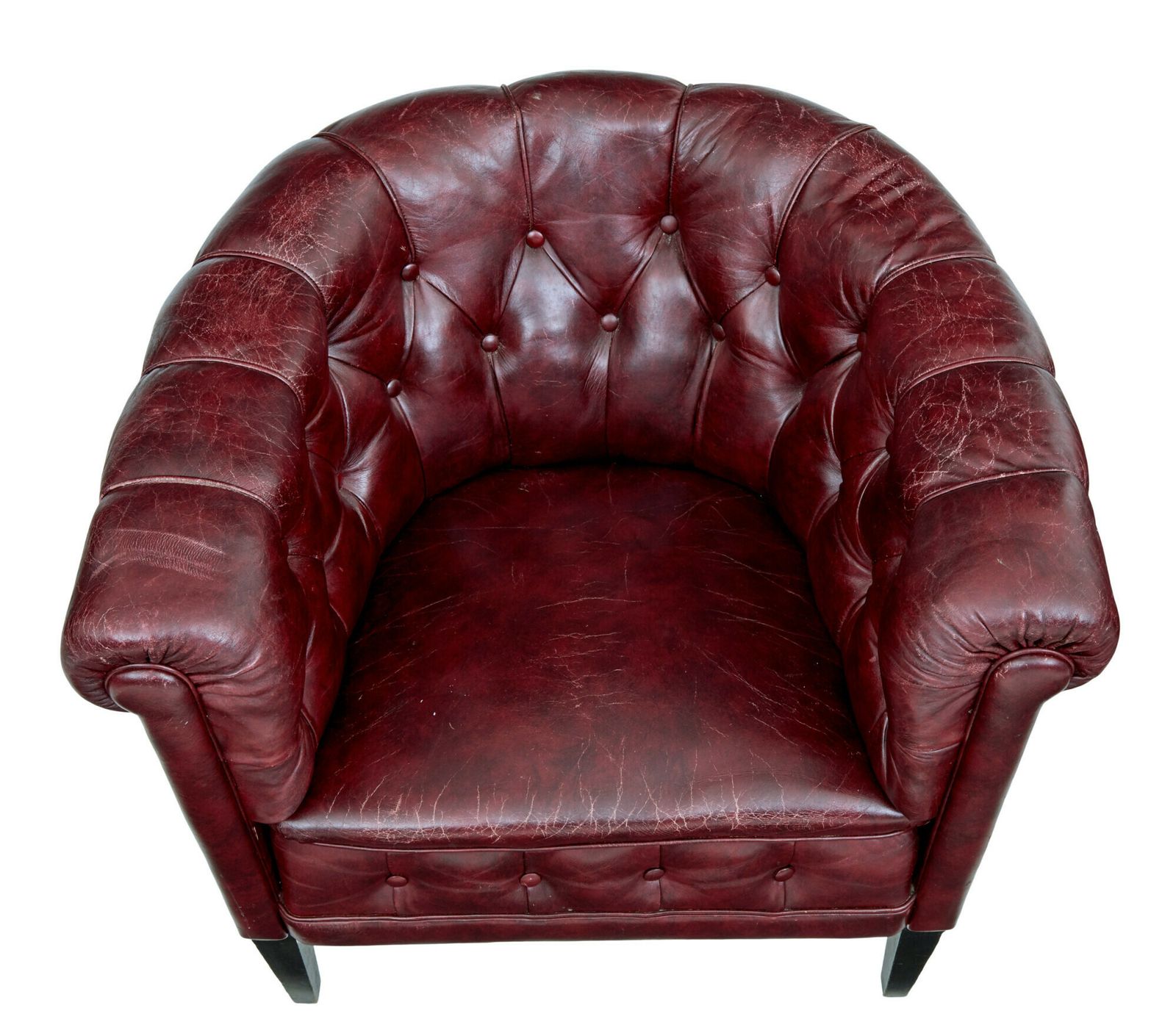 Pair Of Mid 20th Century Red Leather Club Armchairs photo for sale