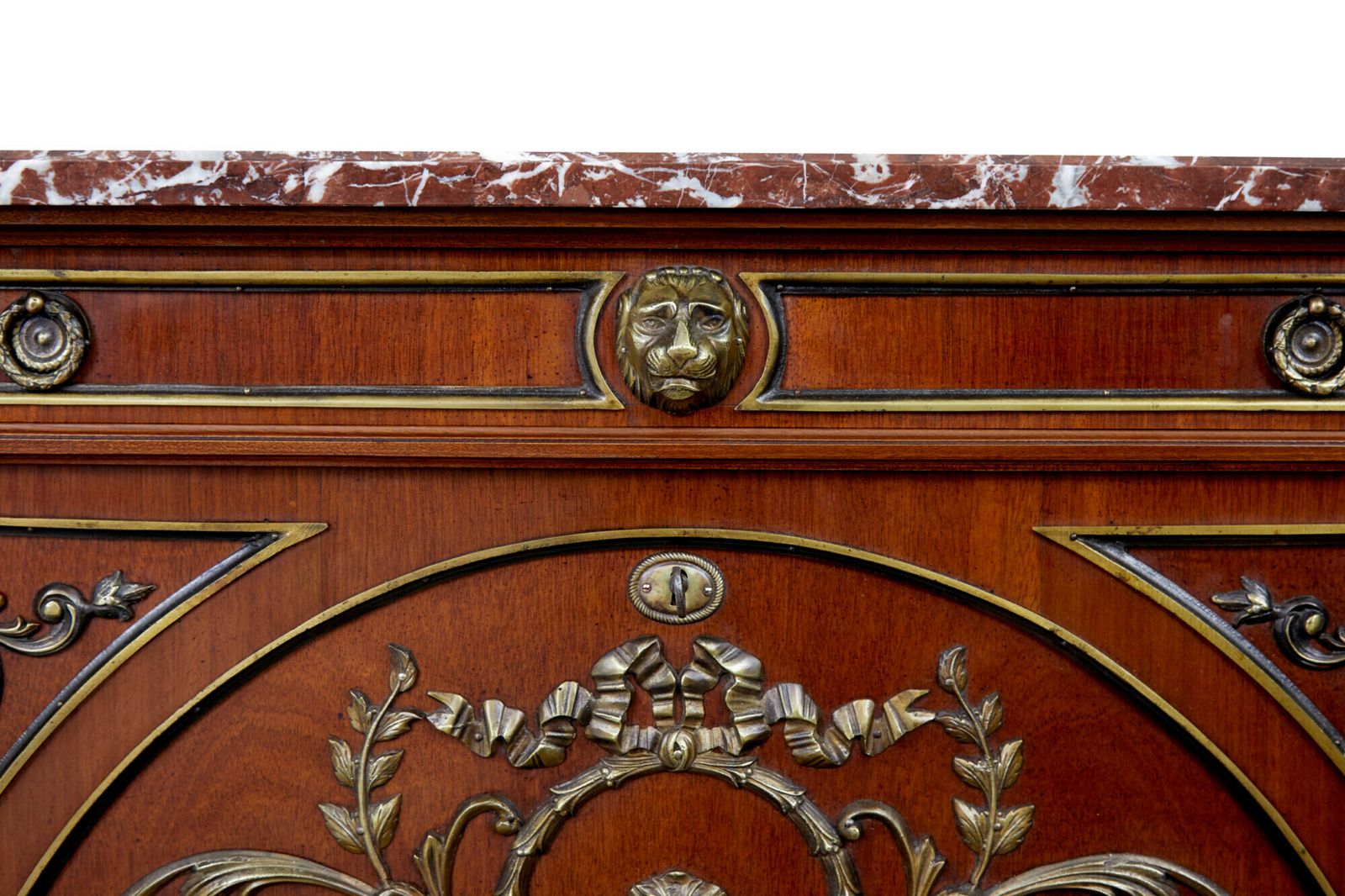 Mid Century Ornate Mahogany Marble Top Chest Of Drawers photo vintage