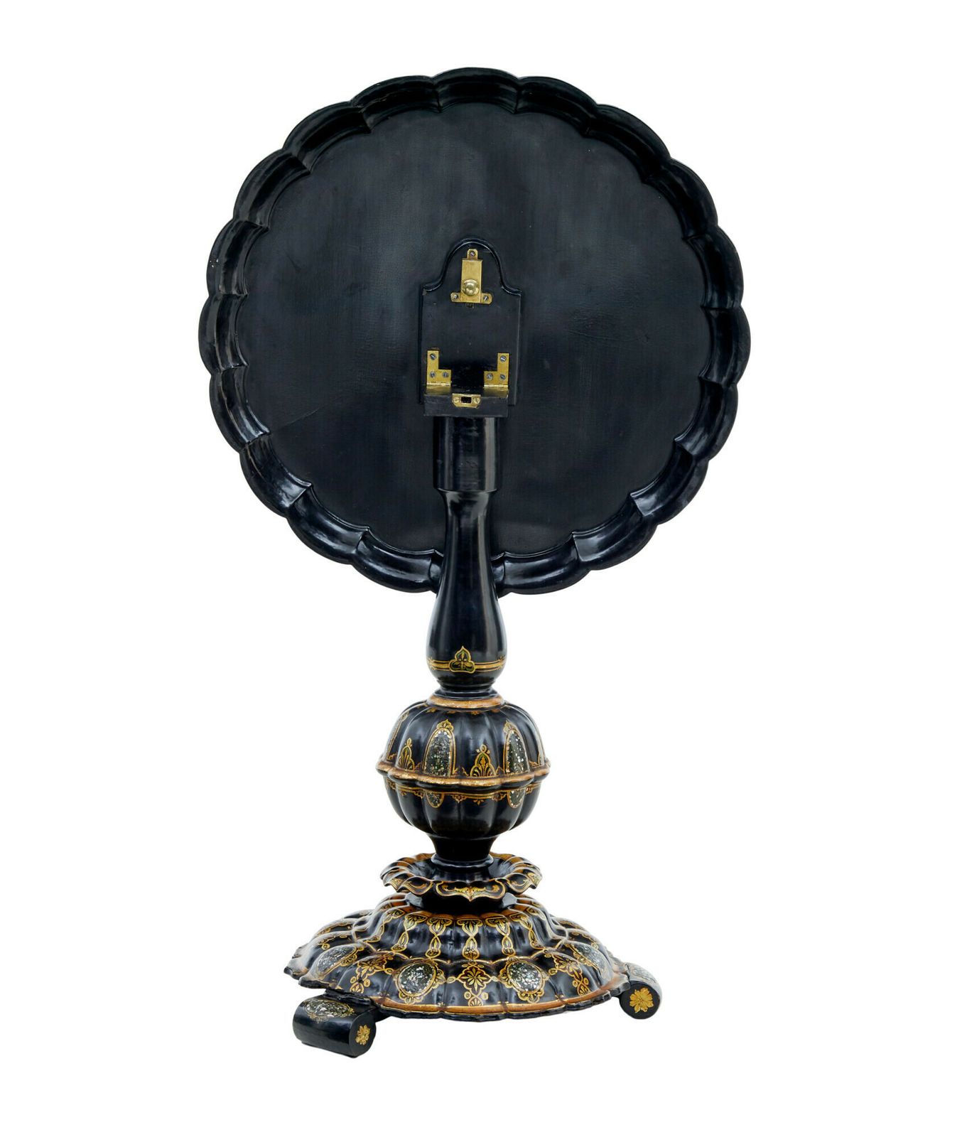 19th Century Papier Mache And Painted Mother Of Pearl Inlaid Tilt Top Table photo for sale