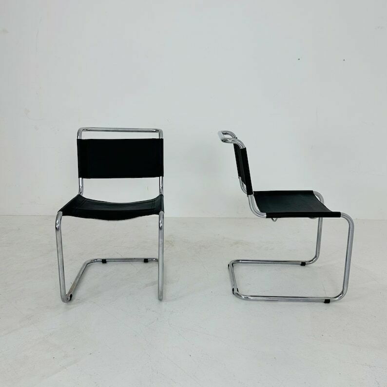 1 Of 2 Mid Century Brown Vintage S33 Dark Brown Chair From Mart Stam By Fasem Italy 1980er photo for sale