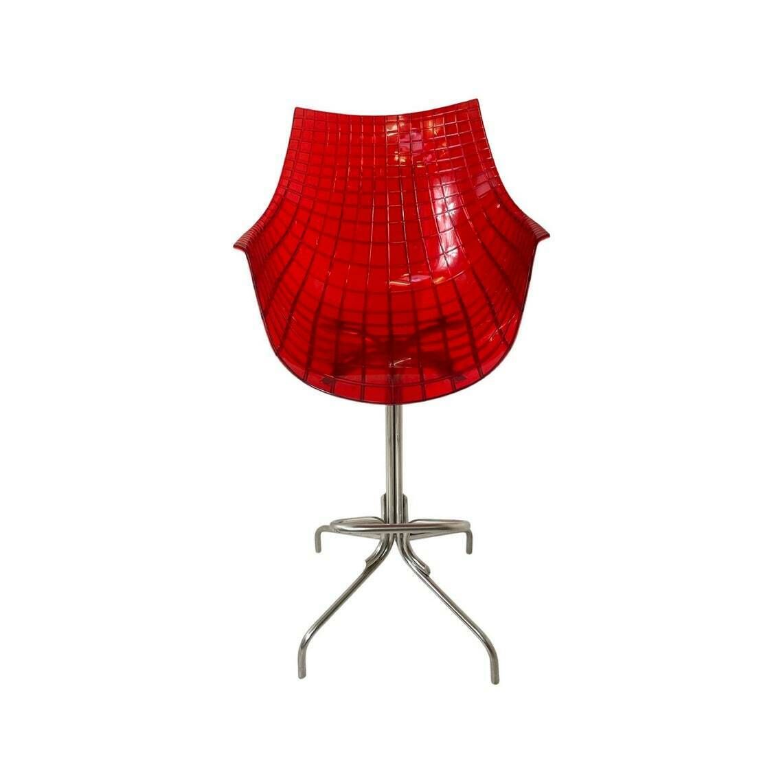 Christophe Pillet   Driade   Meridiana   Hard Plastic Design Bar Stool On Four Legged Base   Bar Height   Red