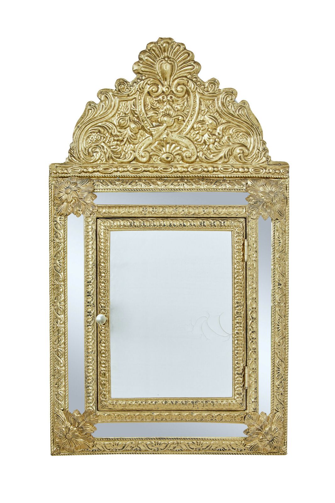 Mid 20th Century Aesthetic Movement Inspired Brass Hall Cushion Mirror