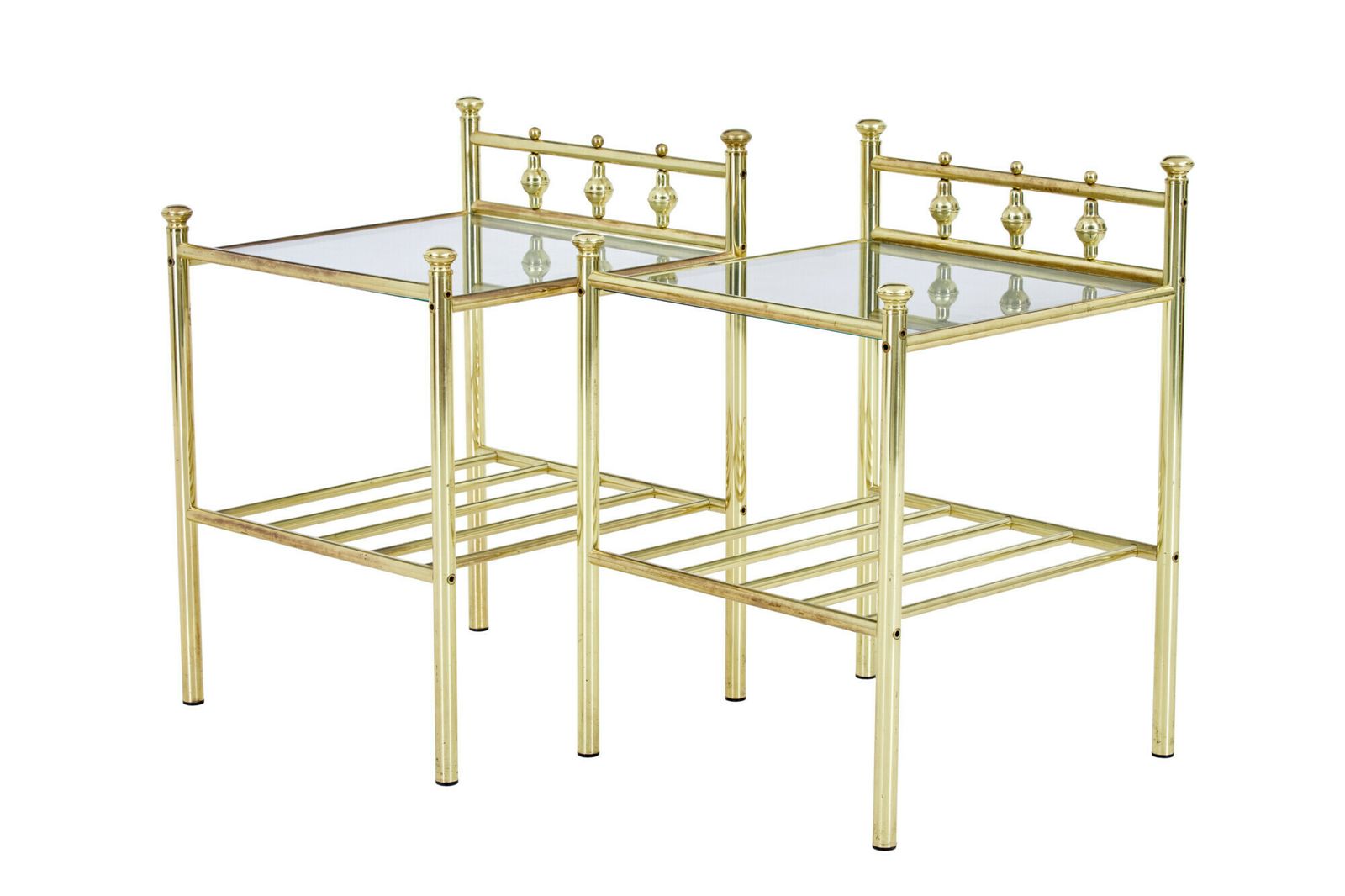 Pair Of Mid 20th Century Brass And Glass Side Tables