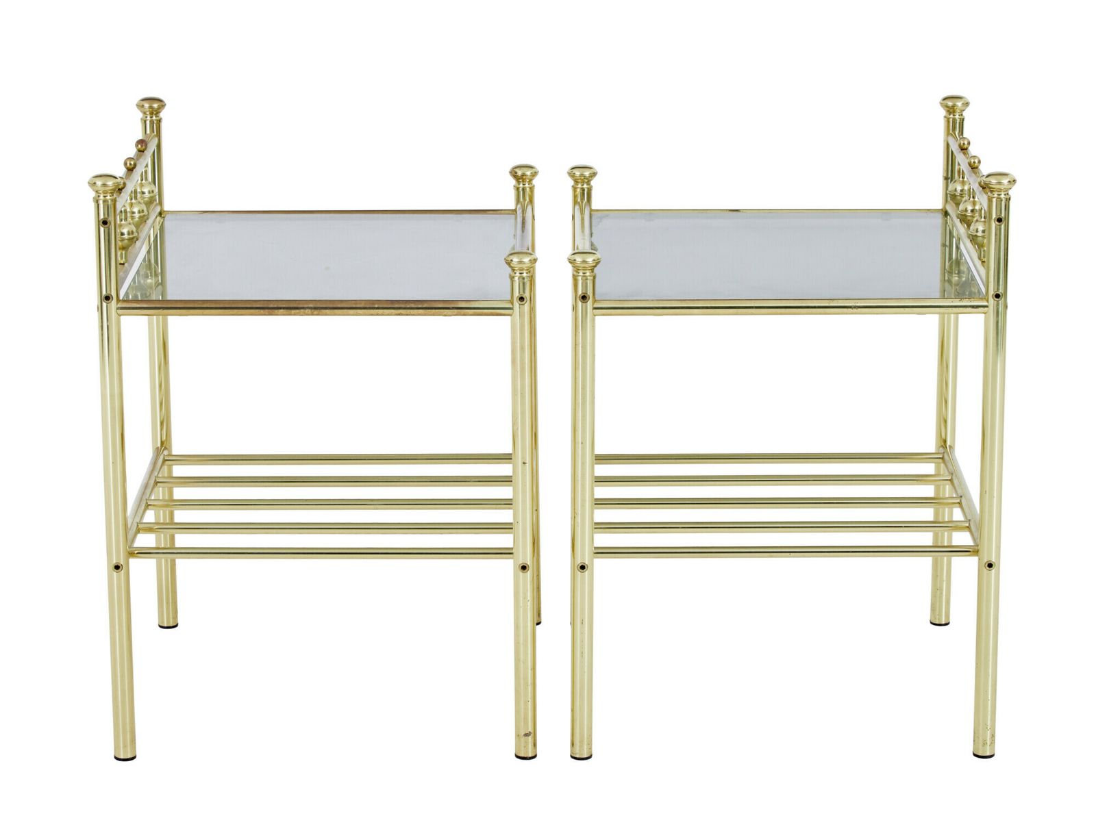 Pair Of Mid 20th Century Brass And Glass Side Tables photo for sale