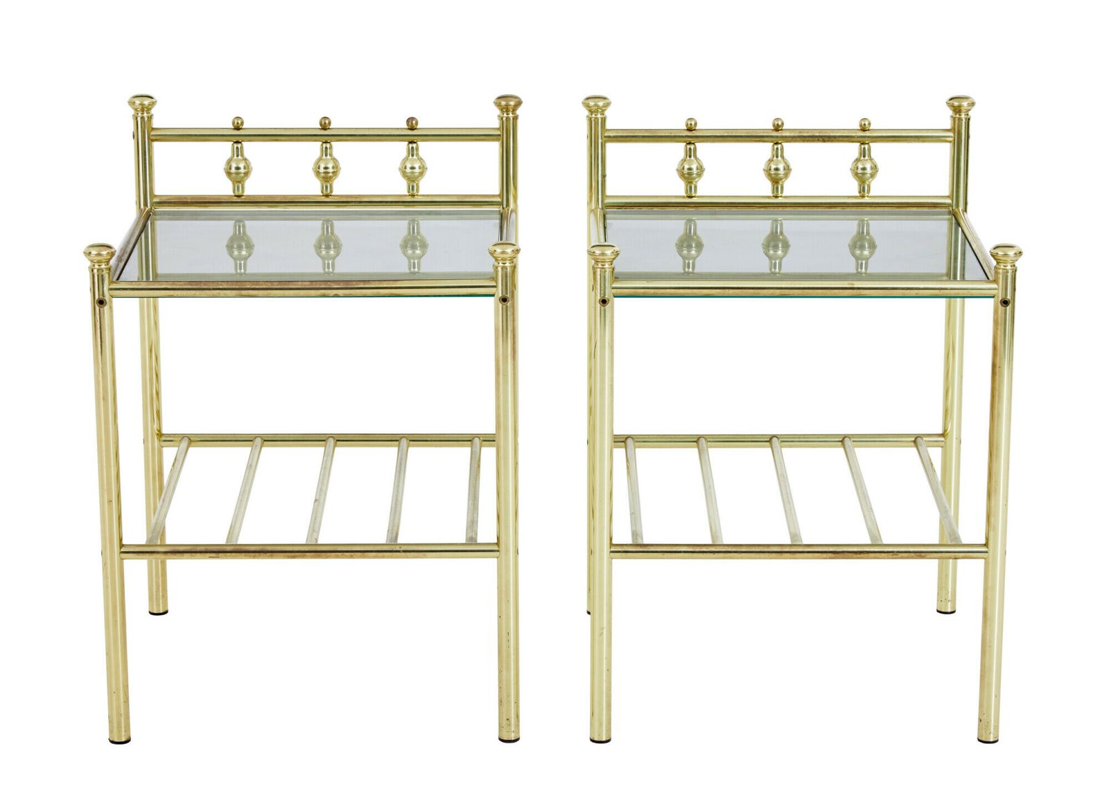 Pair Of Mid 20th Century Brass And Glass Side Tables photo 875.0
