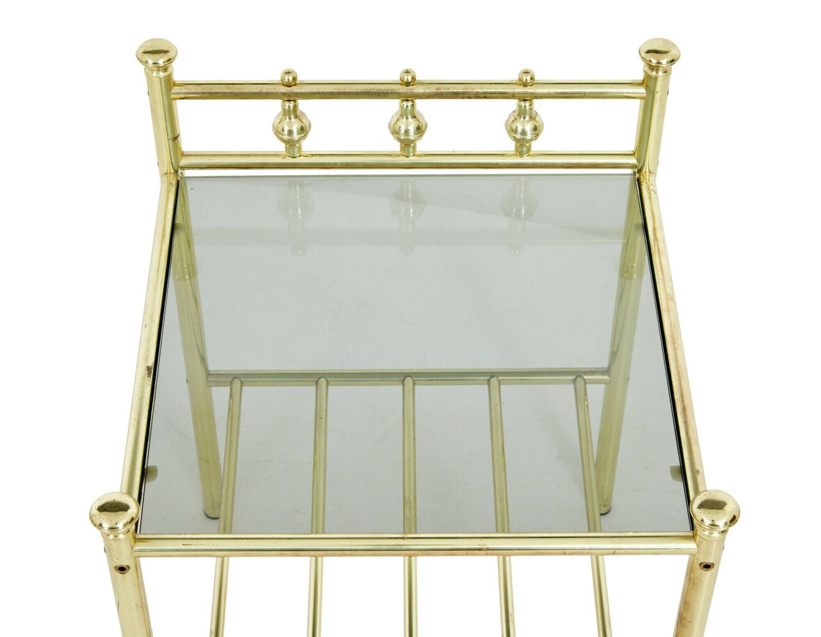 Pair Of Mid 20th Century Brass And Glass Side Tables photo vinterior