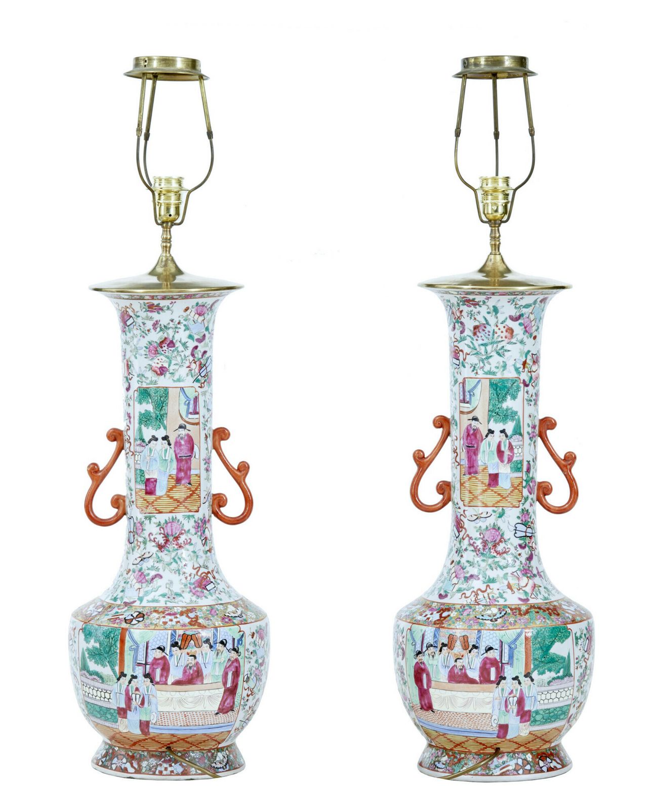 Pair Of Early 20th Large Chinese Cantonese Vase Lamps photo vinterior