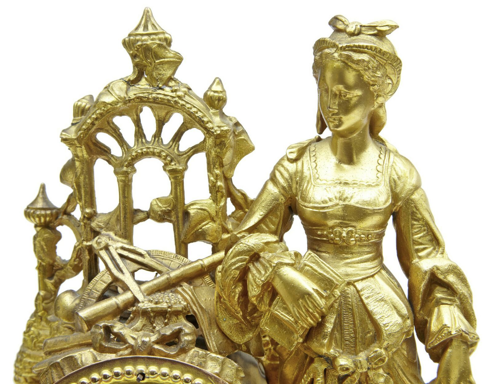 19th Century French Gilt Mantle Clock With Sevres Plaques photo furniture