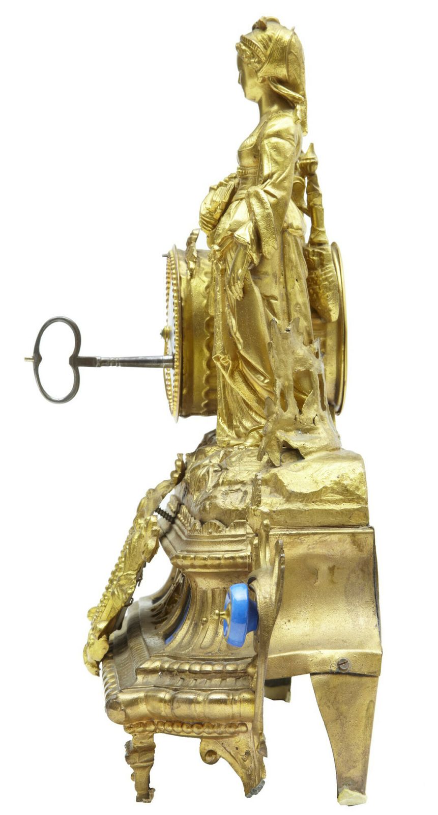19th Century French Gilt Mantle Clock With Sevres Plaques photo vinterior