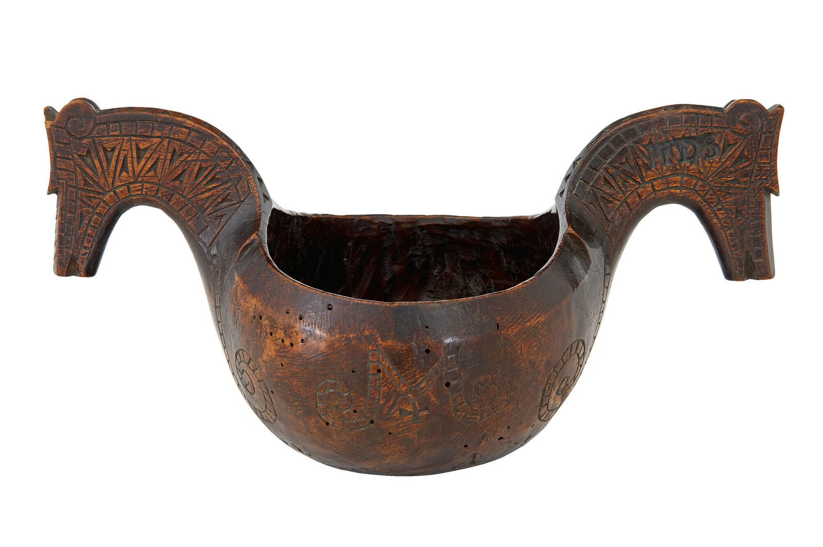 18th Century Norwegian Carved Kasa Ale Cup
