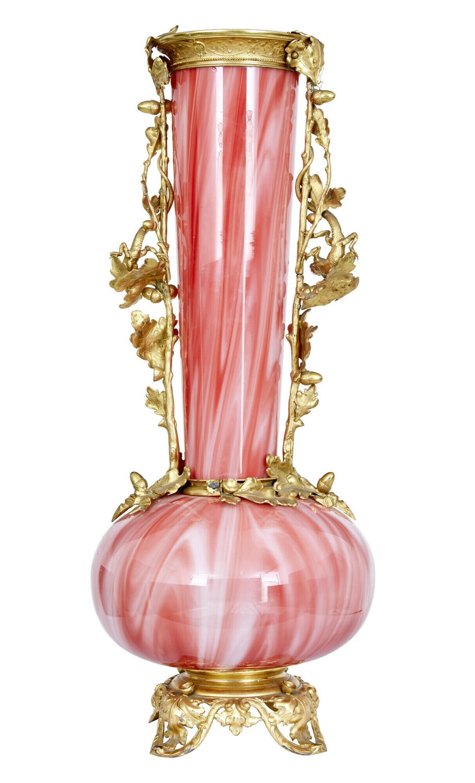 1930’s French Art Glass Vase With Ormolu Mounts photo vintage