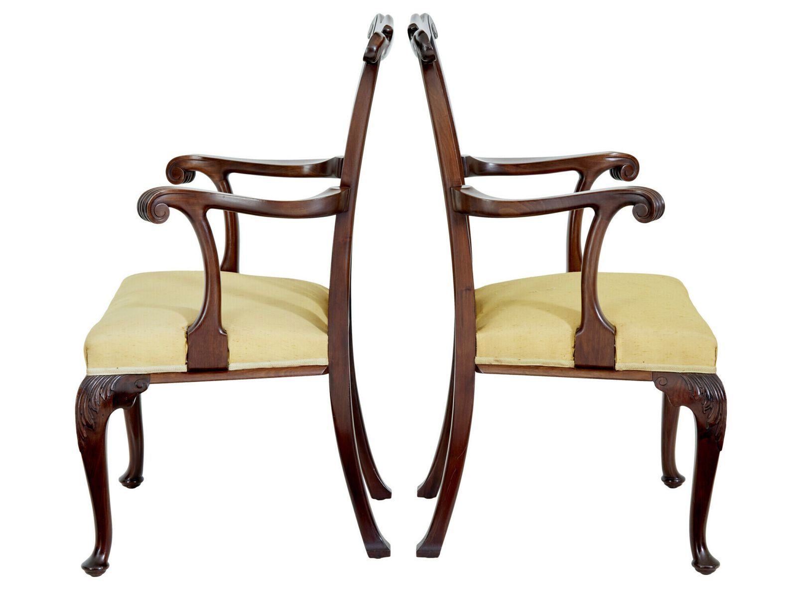 Pair Of 19th Century Chippendale Design Mahogany Armchairs photo Furniture