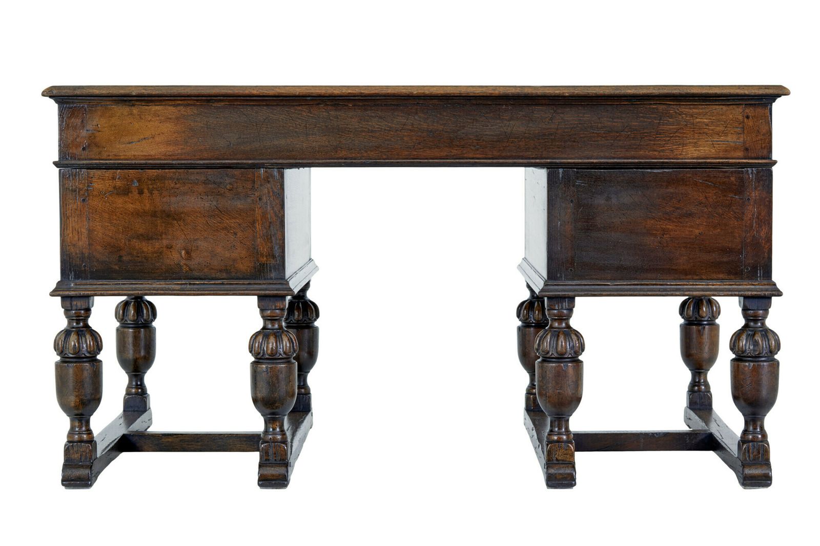 Victorian Late 19th Century Carved Oak Pedestal Desk photo for sale