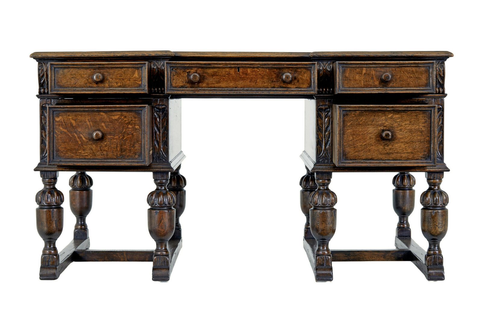 Victorian Late 19th Century Carved Oak Pedestal Desk photo 2475.0