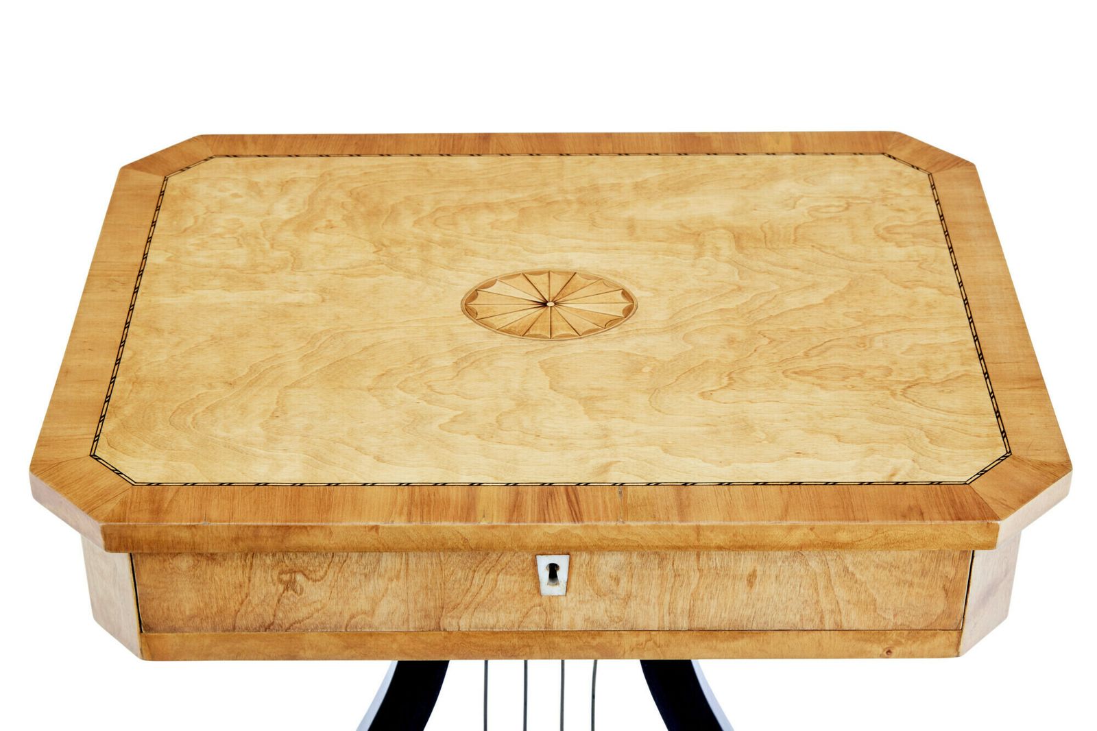 19th Century Inlaid Birch Lyre Form Occasional Table photo 1315.0