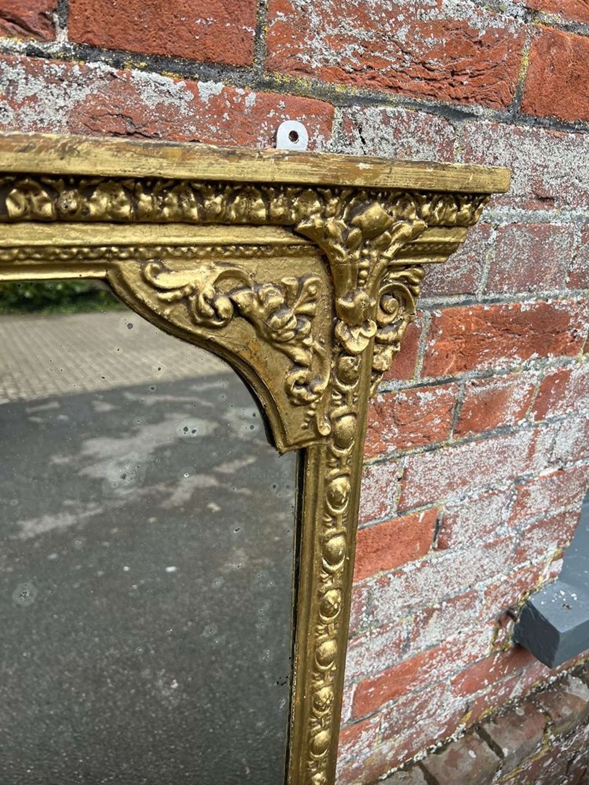A Delightful Large Antique English 19th C Gilt Overmantle Mirror. photo vinterior