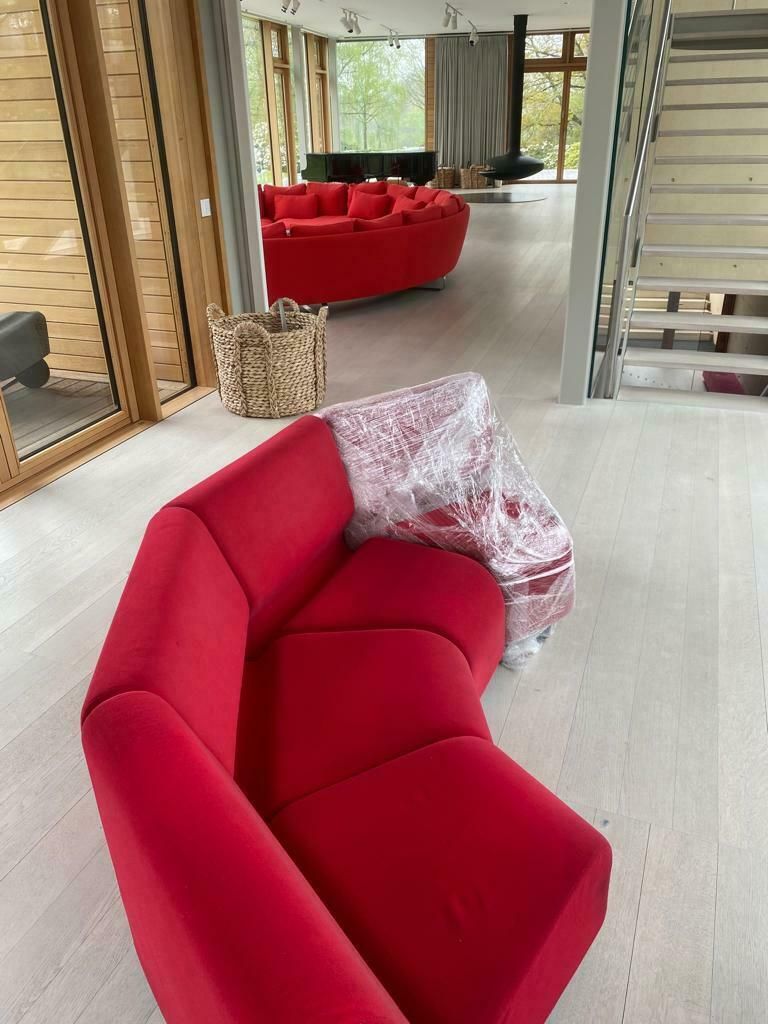 4 Seater Don Chadwick Modular Sofa Elements Easy Chairs Herman Miller Bright Red Fabric photo 2800.0