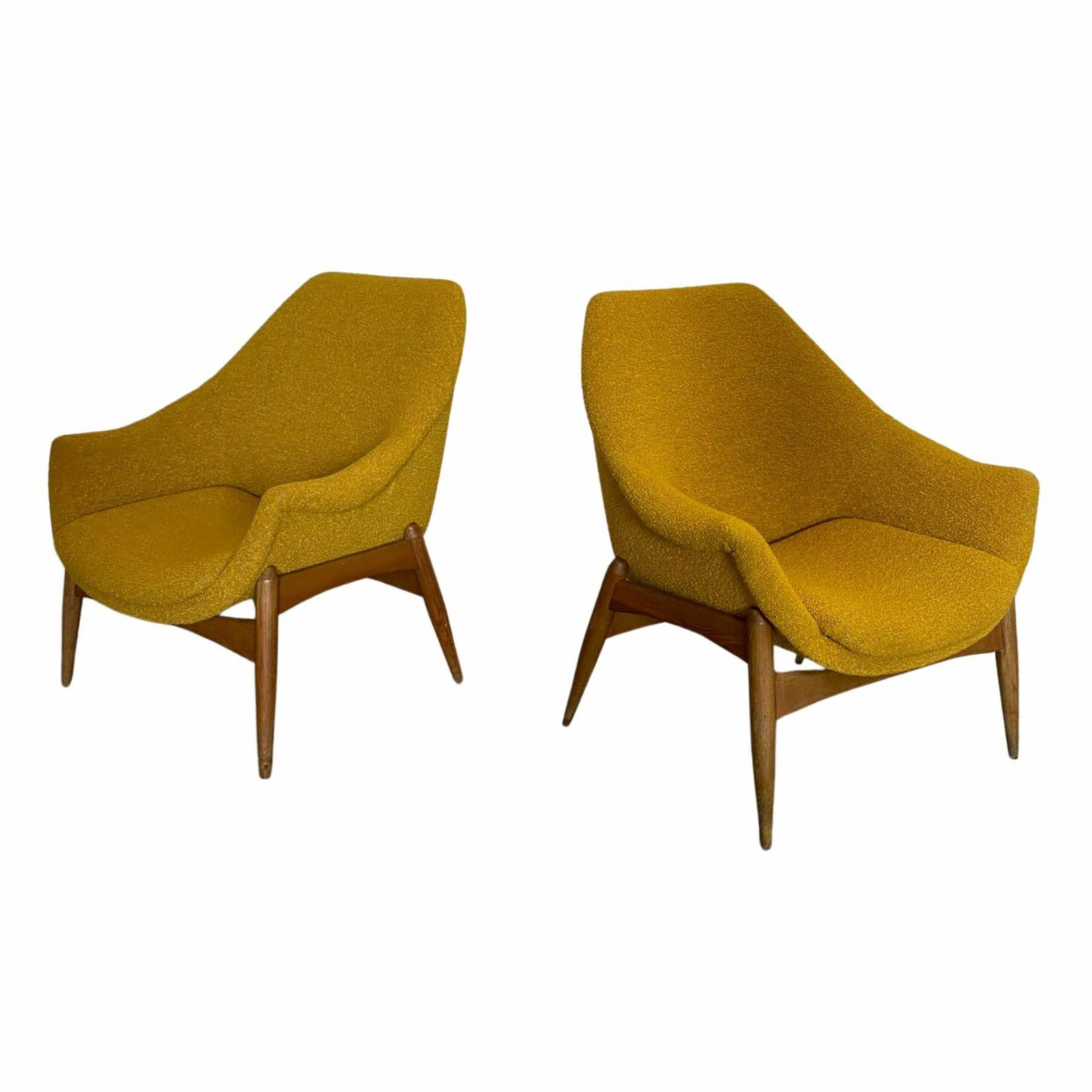 Pair Of Yellow Mid Century Modern Armchairs By Julia Gaubek