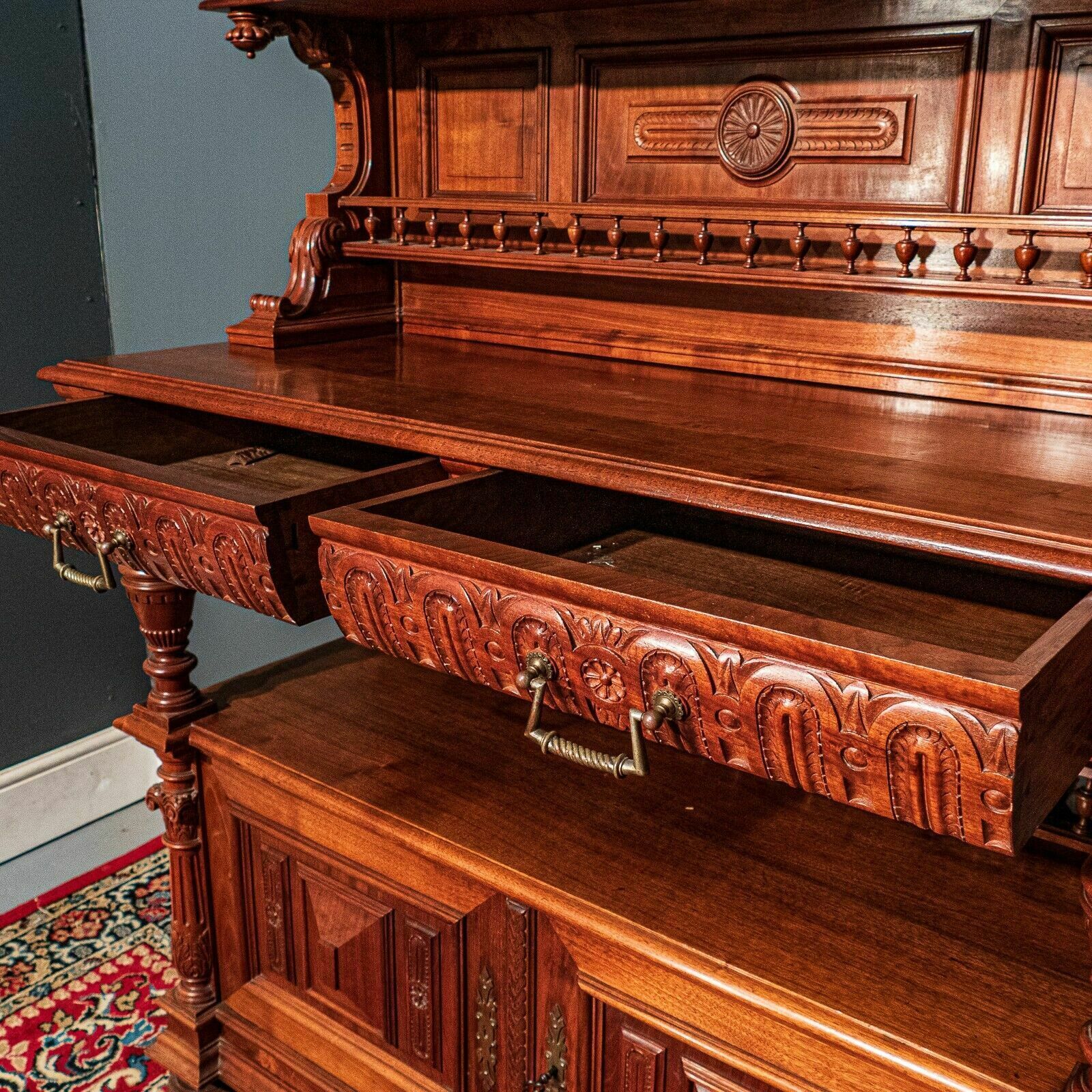 Exquisite Walnut French Intricately Detailed Buffet photo vintage