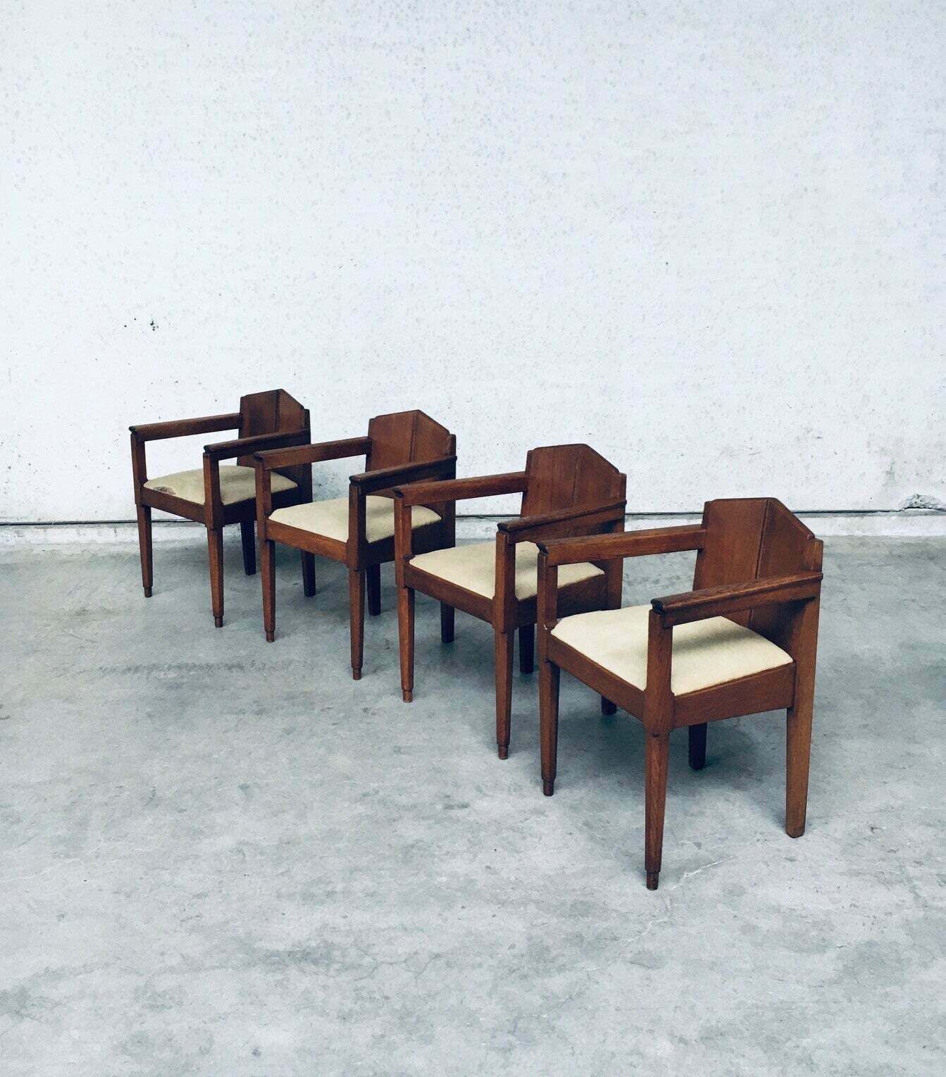 1910's Dutch Modernism Design Amsterdam School Dining Chair Set photo Furniture