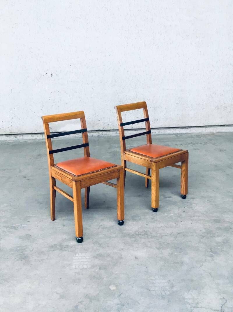 Art Deco Modernism Design Side Chair Set, België, Jaren 1930 photo Meubels