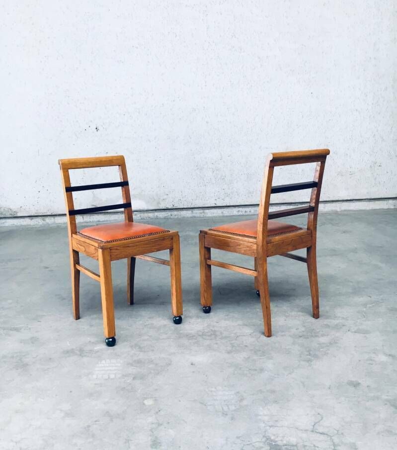 photo furniture Art Deco Modernism Design Side Chair Set, Belgium 1930's