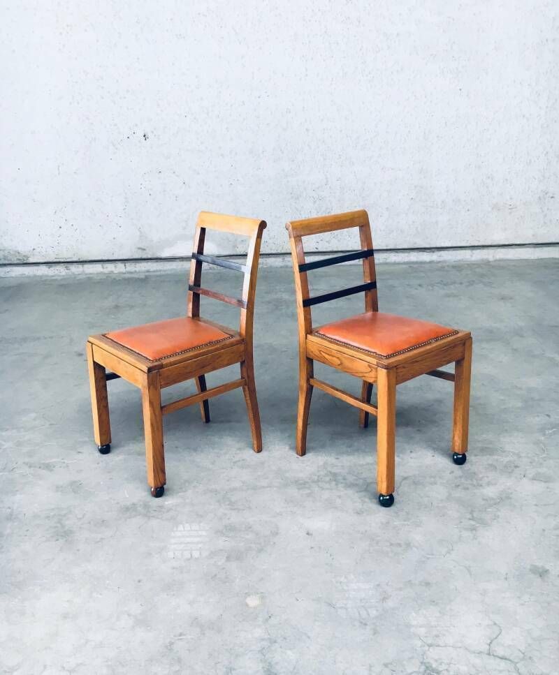 photo for sale Art Deco Modernism Design Side Chair Set, Belgium 1930's