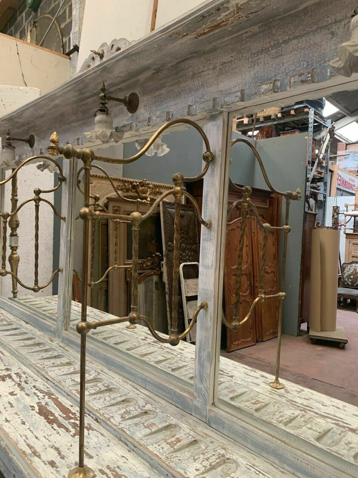 Store Counter With Sliding Door In Patinated Wood XX Century photo Furniture