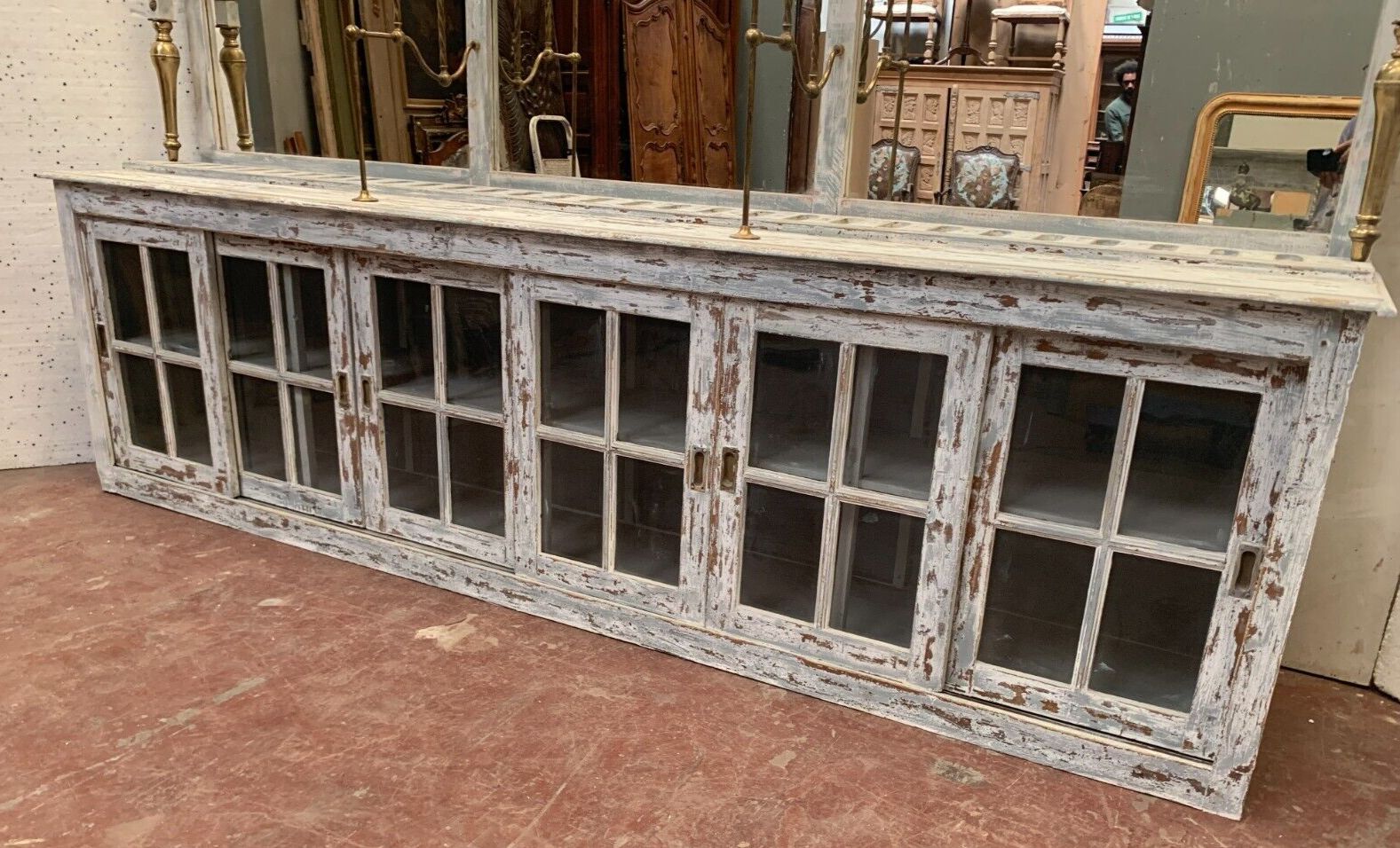 Store Counter With Sliding Door In Patinated Wood XX Century photo buy