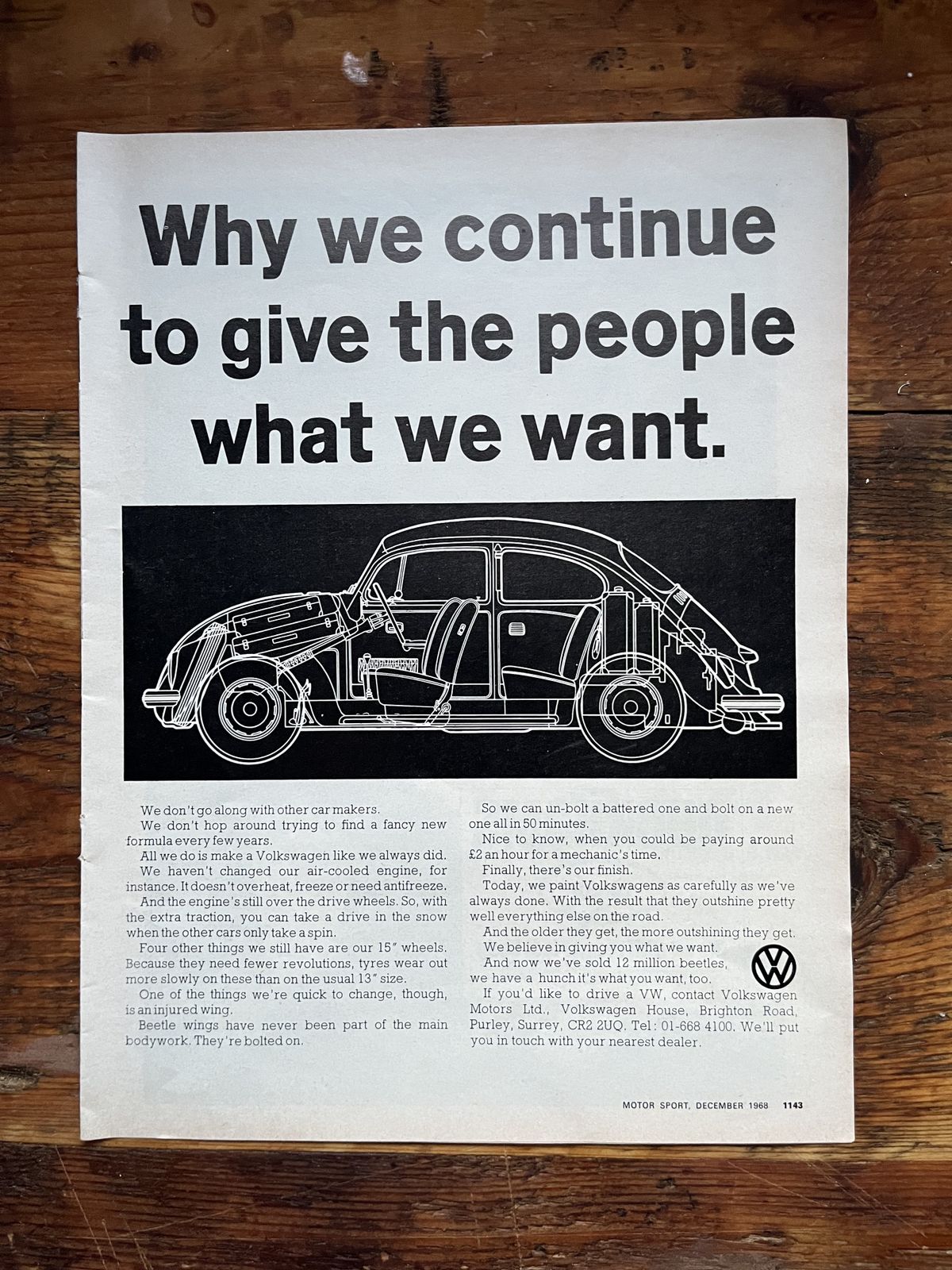Original Volkswagen Advertising Print 1960s photo for sale