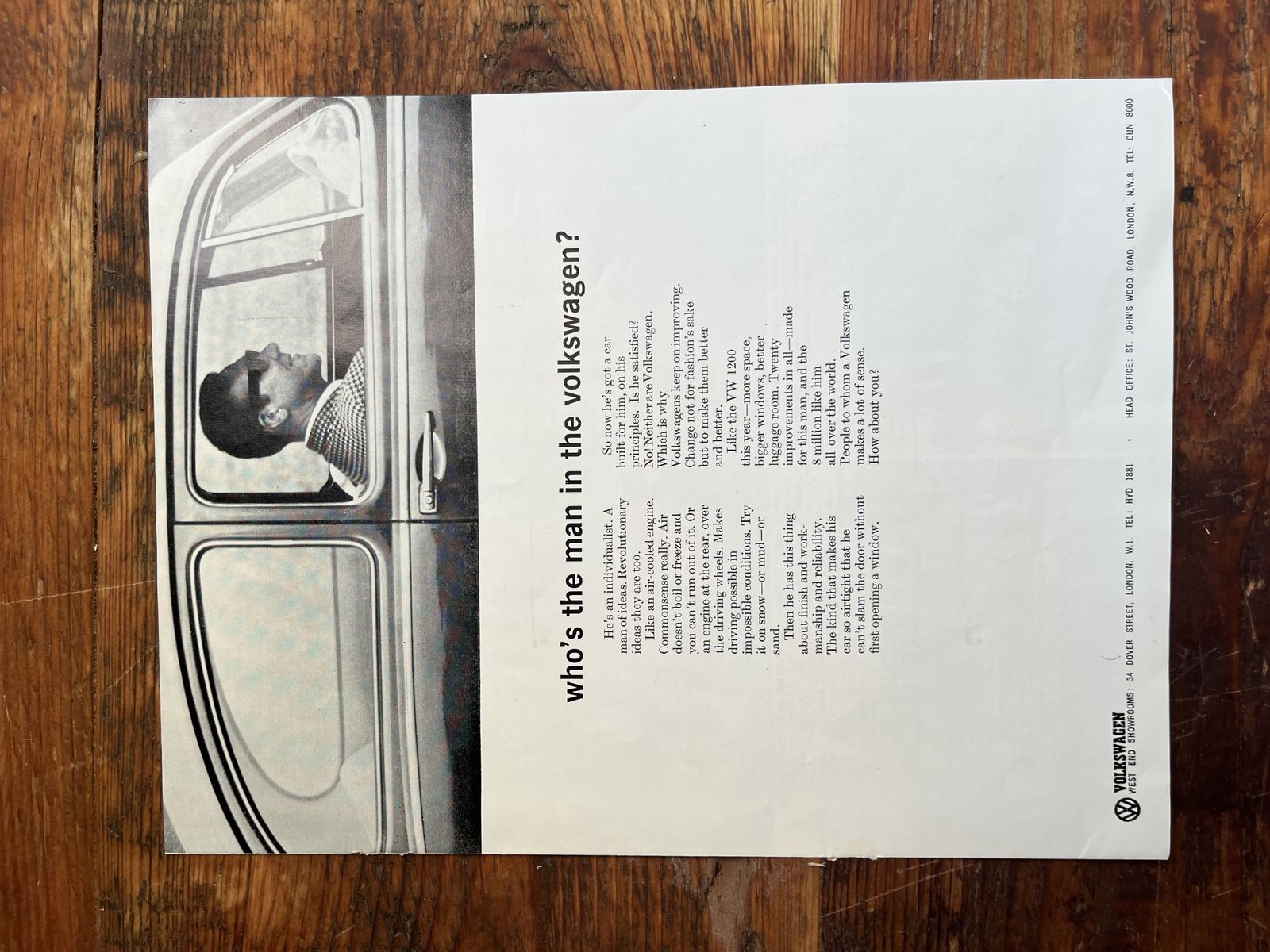 Original Volkswagen Advertising Print 1960s photo for sale