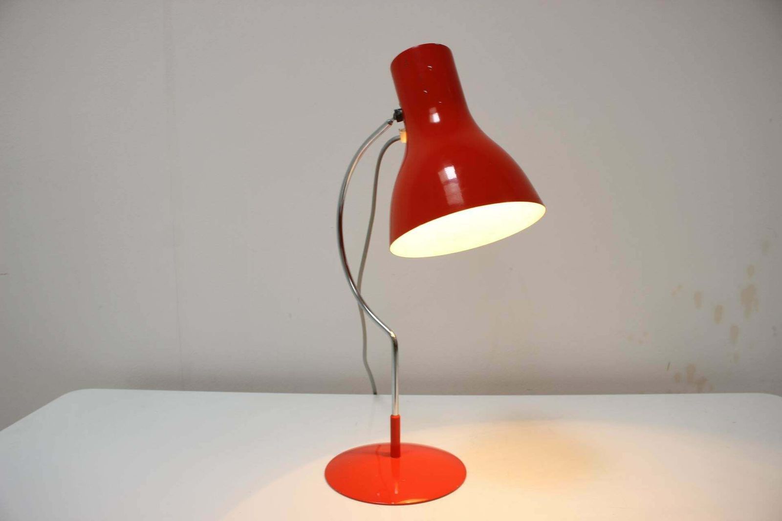 Midcentury Red Table Lamp/Napako Designed By Josef Hurka, 1970s photo vintage
