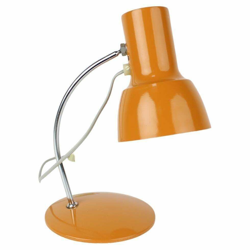 Midcentury Orange Table Lamp/Napako Designed By Josef Hurka, 1970s