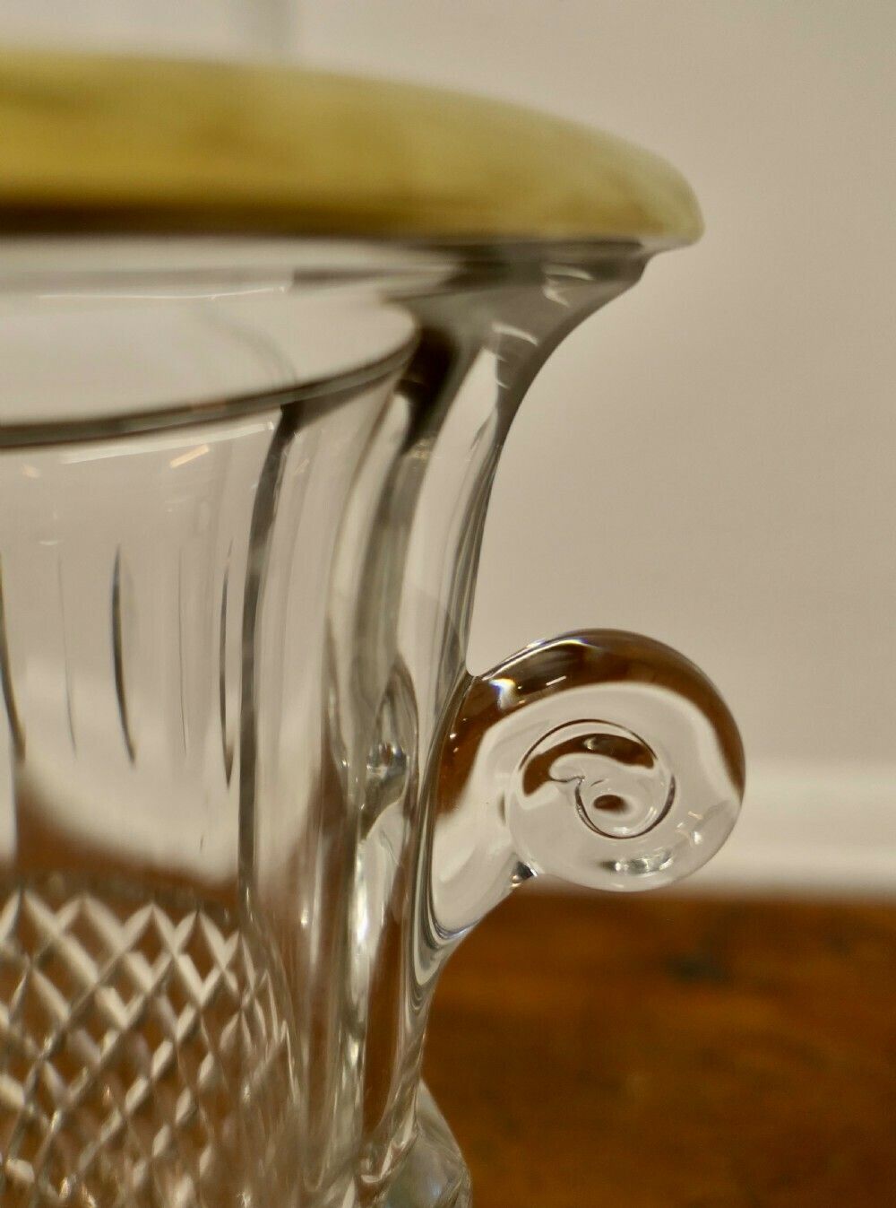 Hand Cut French Art Deco Crystal Wine Cooler With Gilded Top Rim photo vinterior