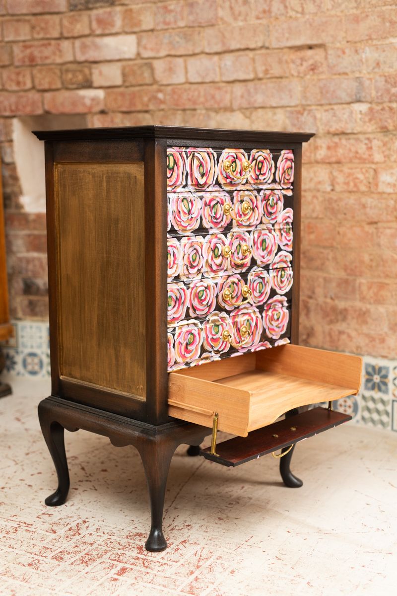 Hand Painted Chest Of Drawers With One Off Roses Design photo buy