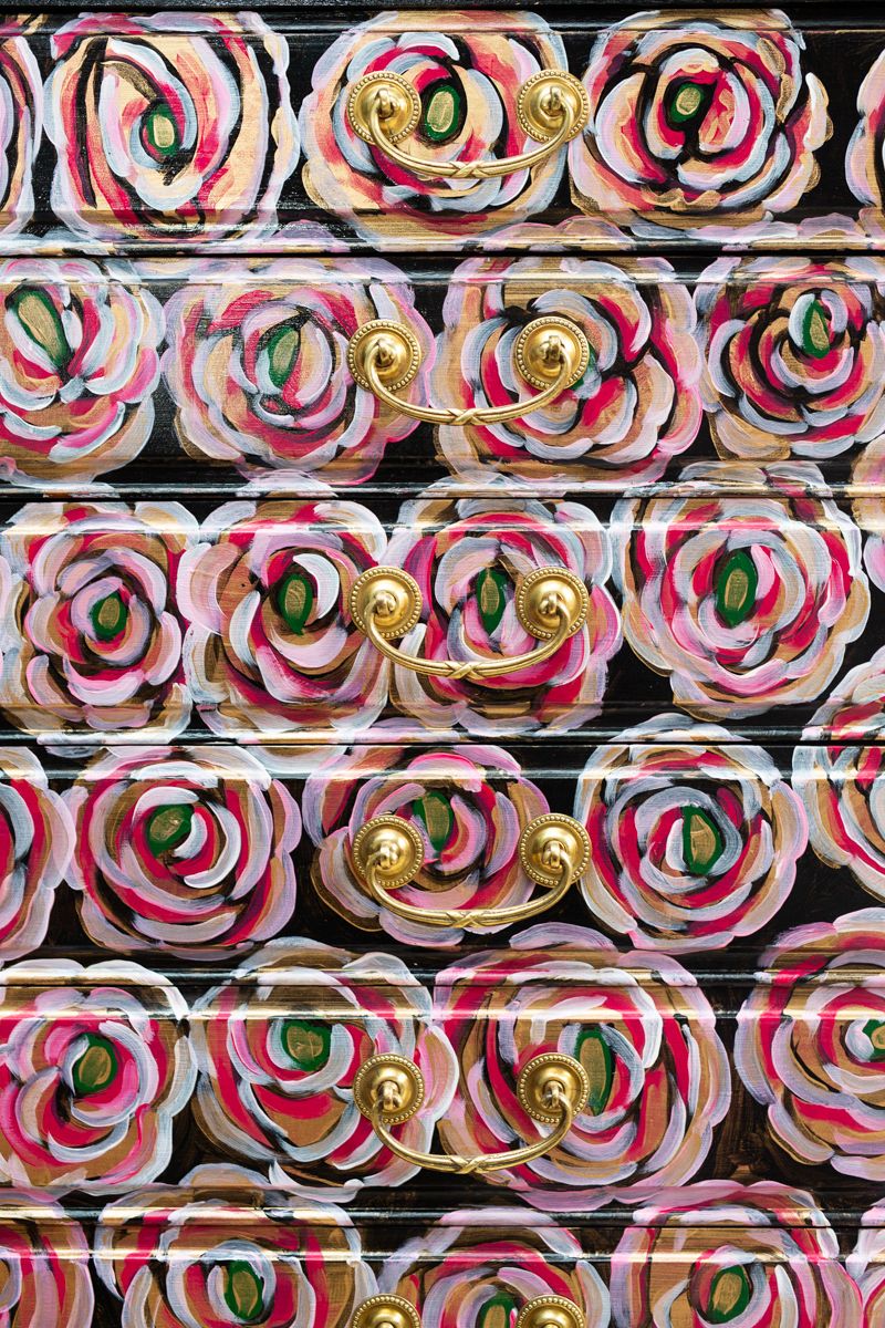 photo furniture Hand Painted Chest Of Drawers With One Off Roses Design