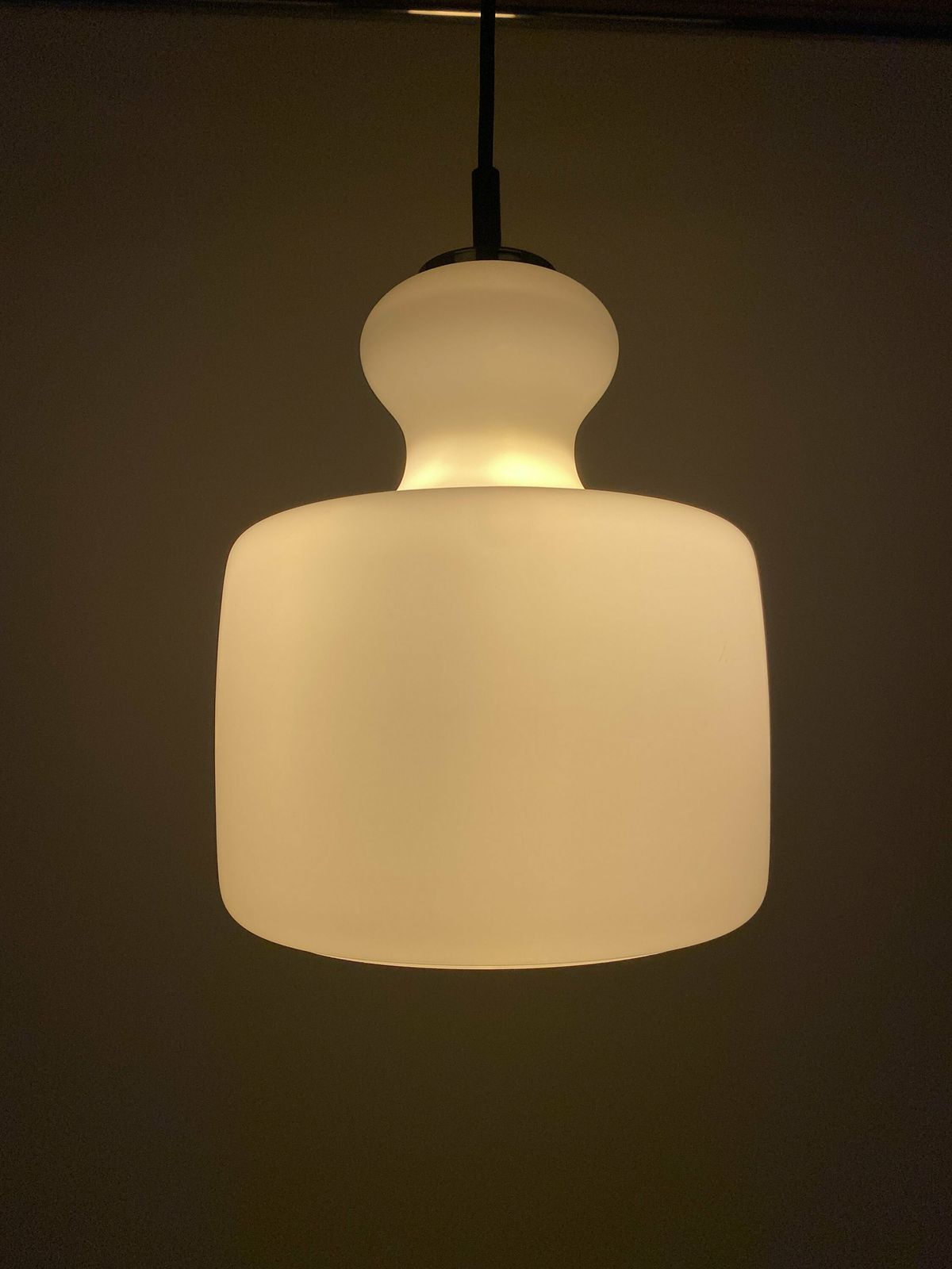 Vintage Design Peill & Putzler Glass White Hanging Lamp German Design 1960 photo vintage