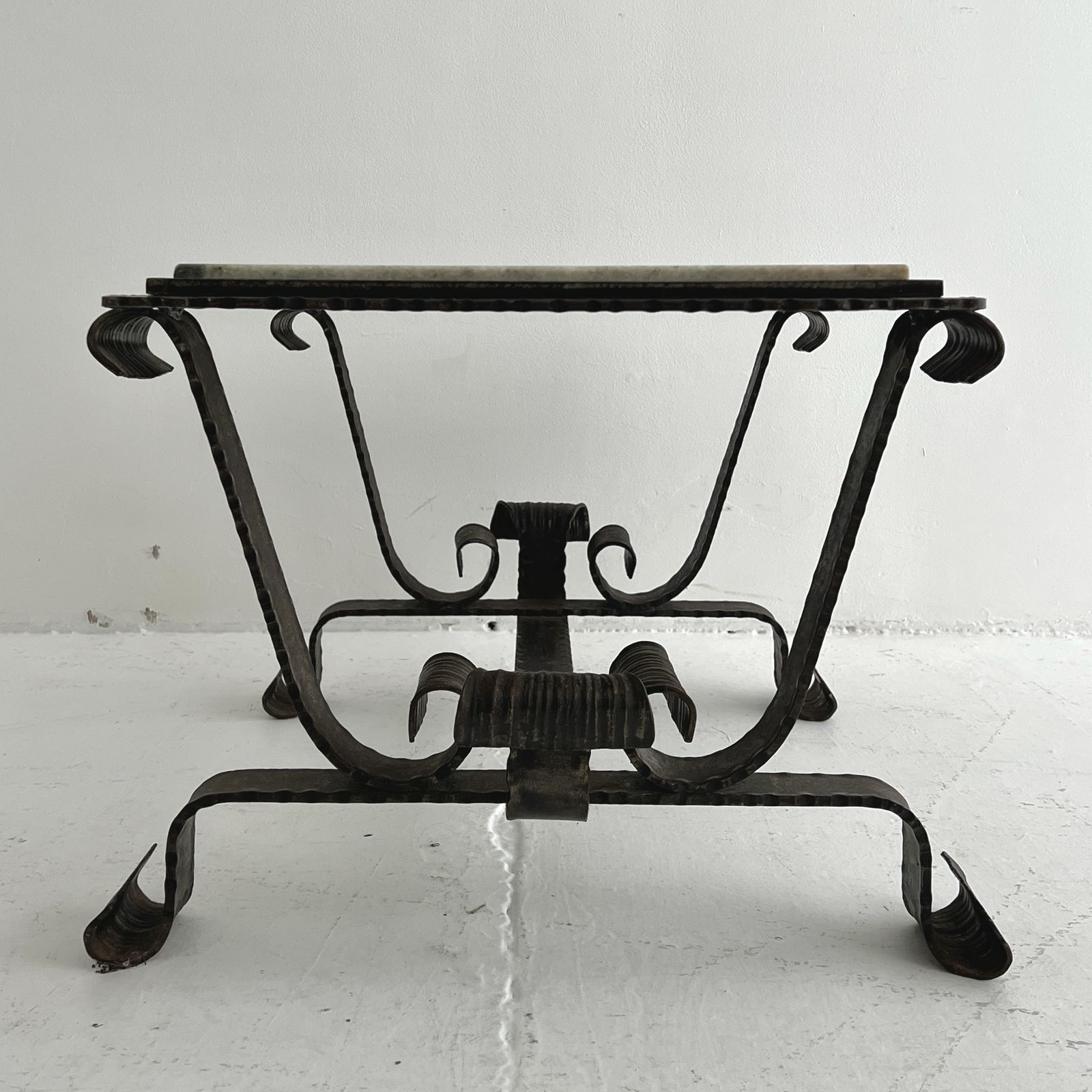 photo for sale 1940s Steel And Marble French Coffee Table