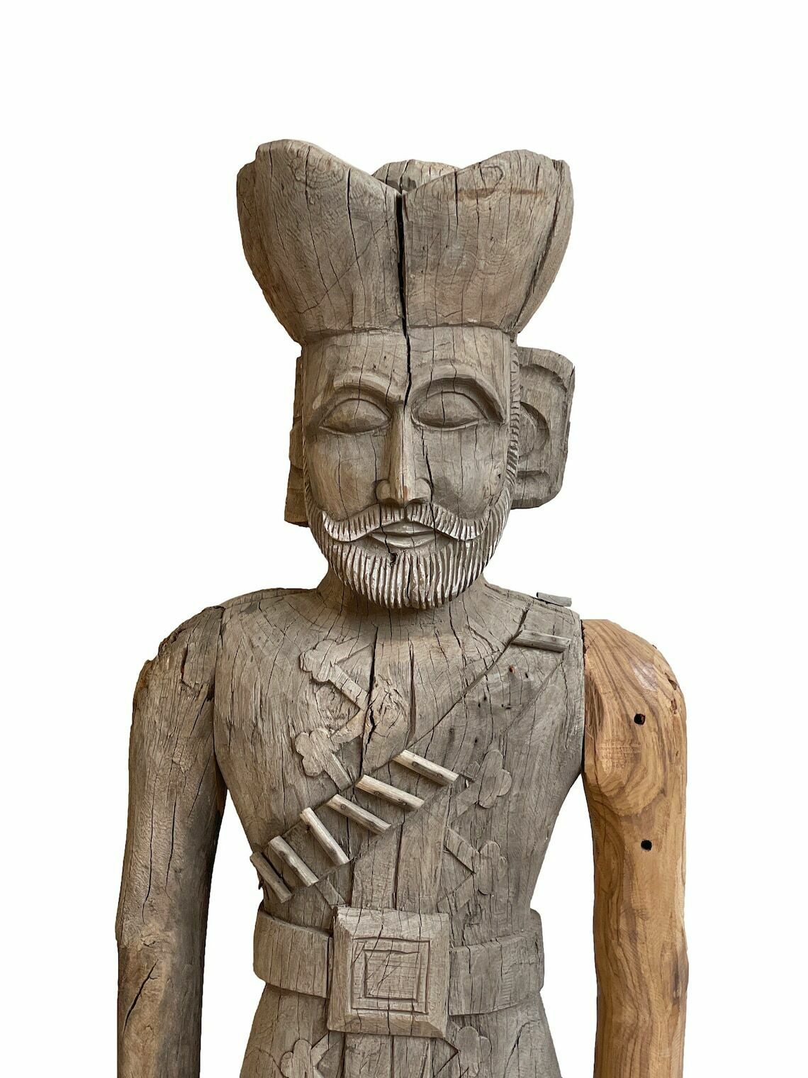 Antique Rajasthani Teakwood Soldier Statues (1910) | Hand Carved Guardian Figures From Rajasthan, India | Original Folk Art Décor photo buy