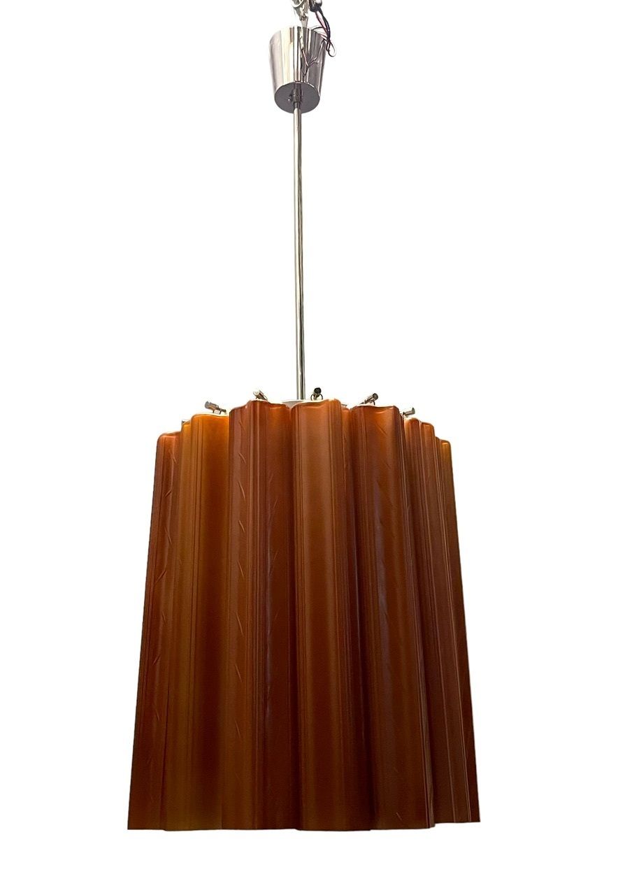 Italian Glass Tube Chandelier, 1980s photo Lighting