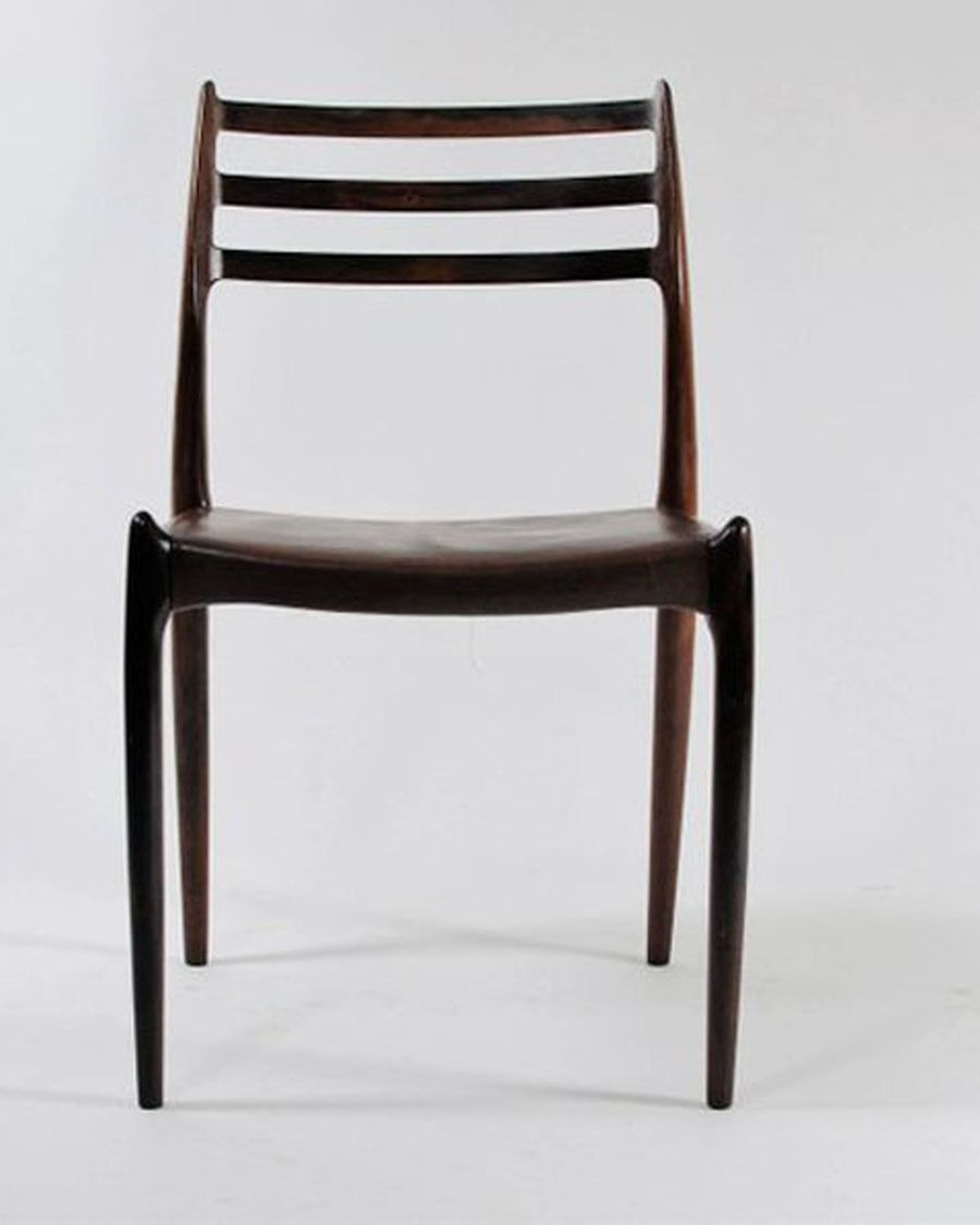 N. O. Moller Six Fully Restored Rosewood Dining Chairs Including Custom Reupholstery photo furniture