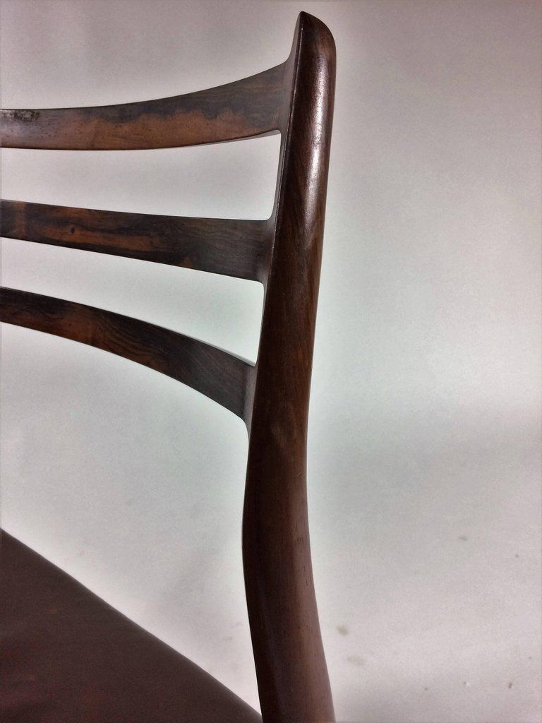 N. O. Moller Six Fully Restored Rosewood Dining Chairs Including Custom Reupholstery photo vintage