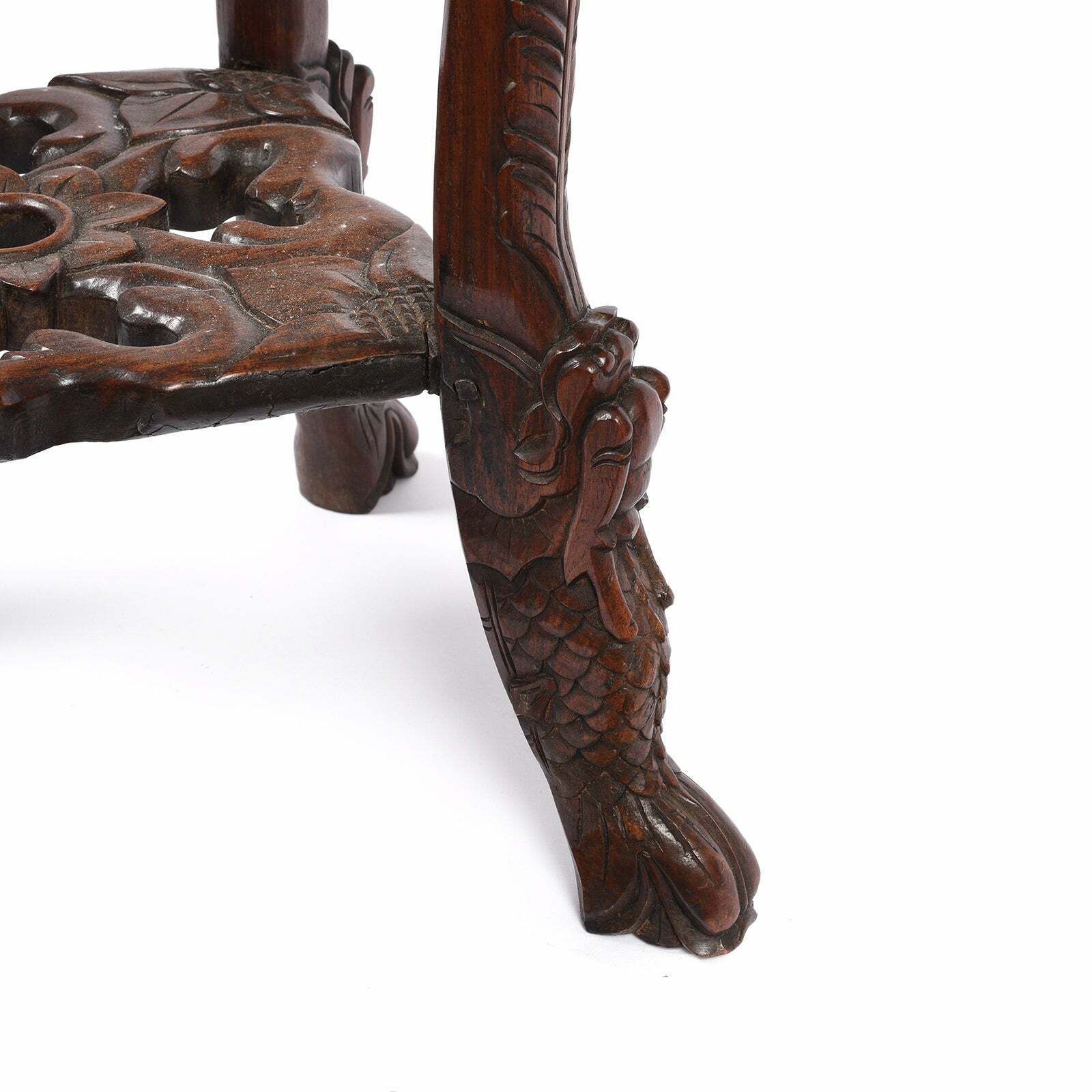 Chinese Hongmu Jardinière Stand With Inset Marble   Late 19th Century photo vintage